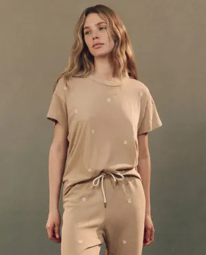 The Great - The Boxy Crew Khaki with Daisy Embroidery