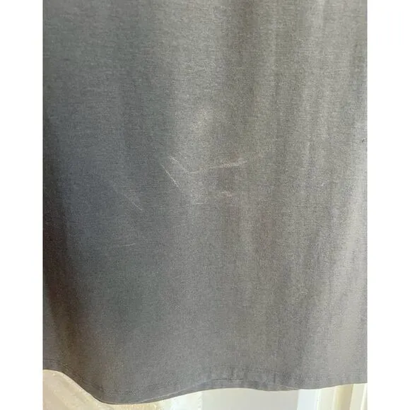Theory Women's Ash Gather Tee Ruched Neck Short Sleeve Midi Slip Dress Size M