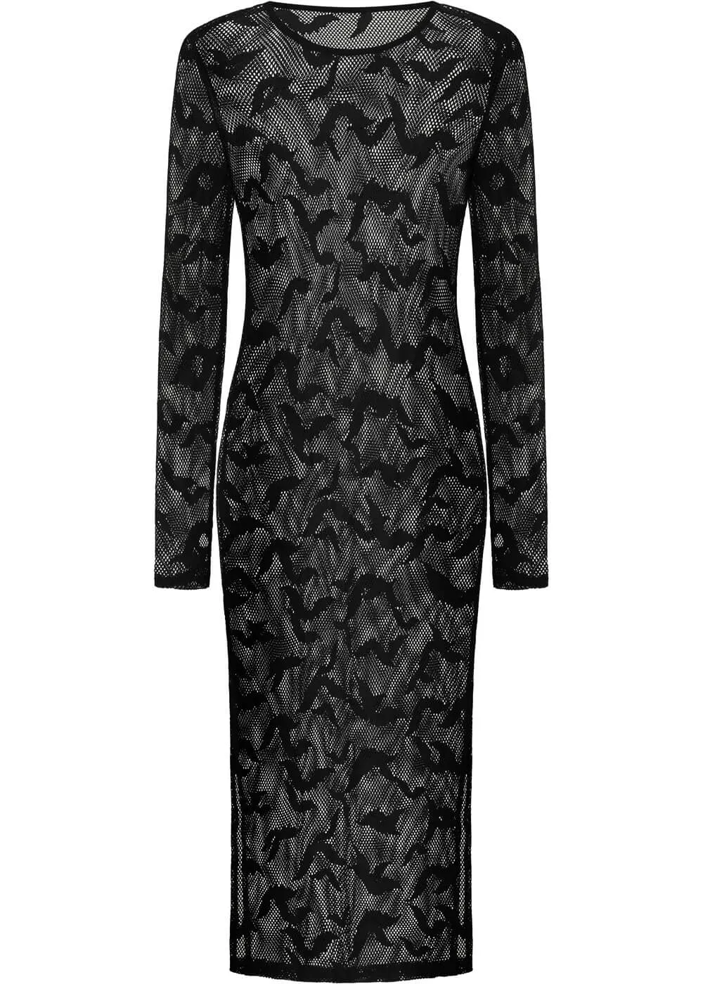 Third Identity Batcave Mesh Midi Dress Black