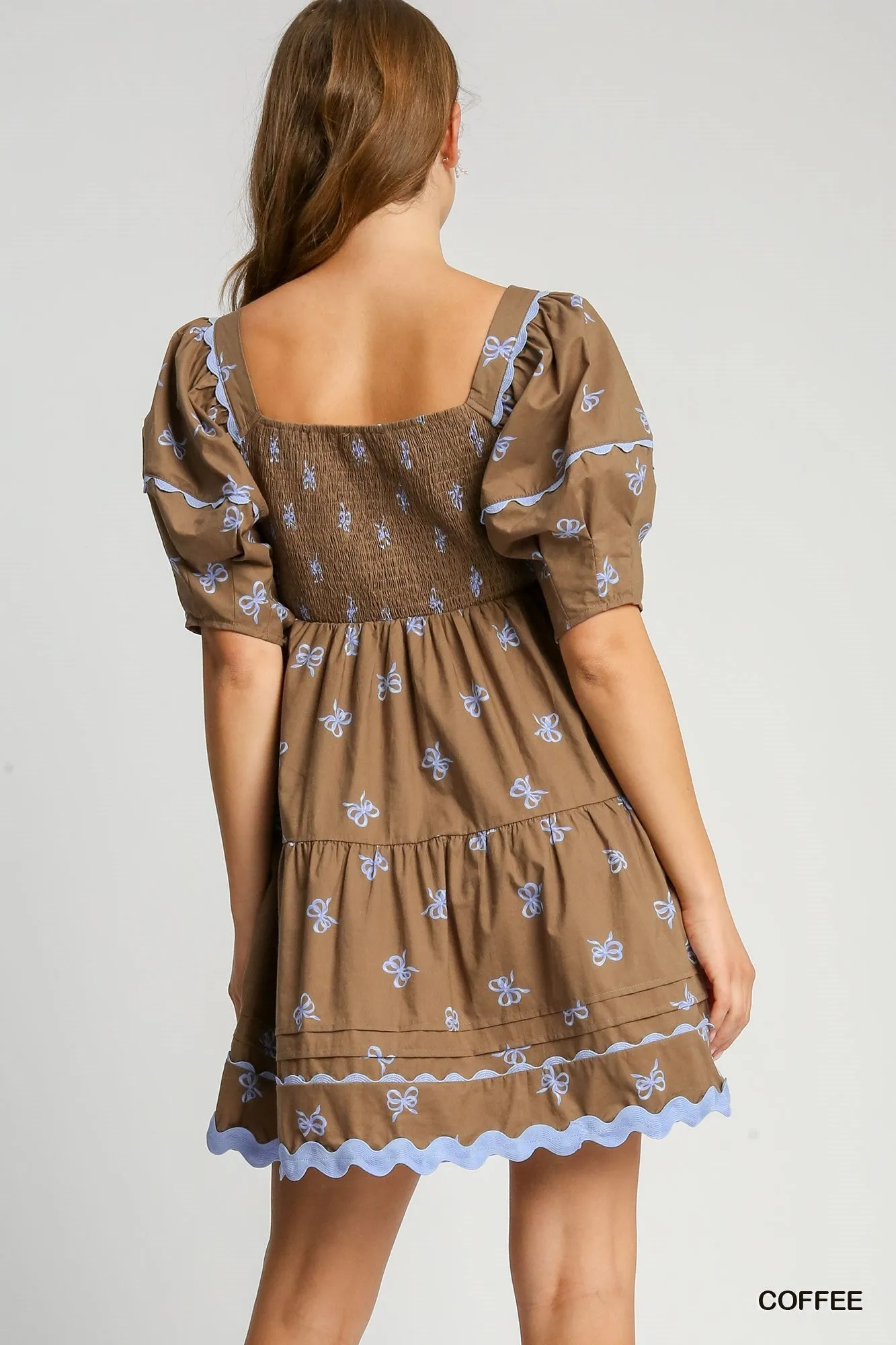 Tiered Bow Print Short Dress