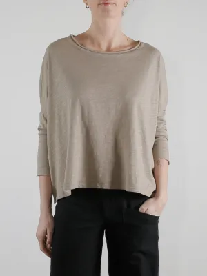 Tommy Boxy Tee in Supima Slub - Anthracite