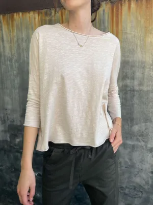 Tommy Boxy Tee in Supima Slub - Cement