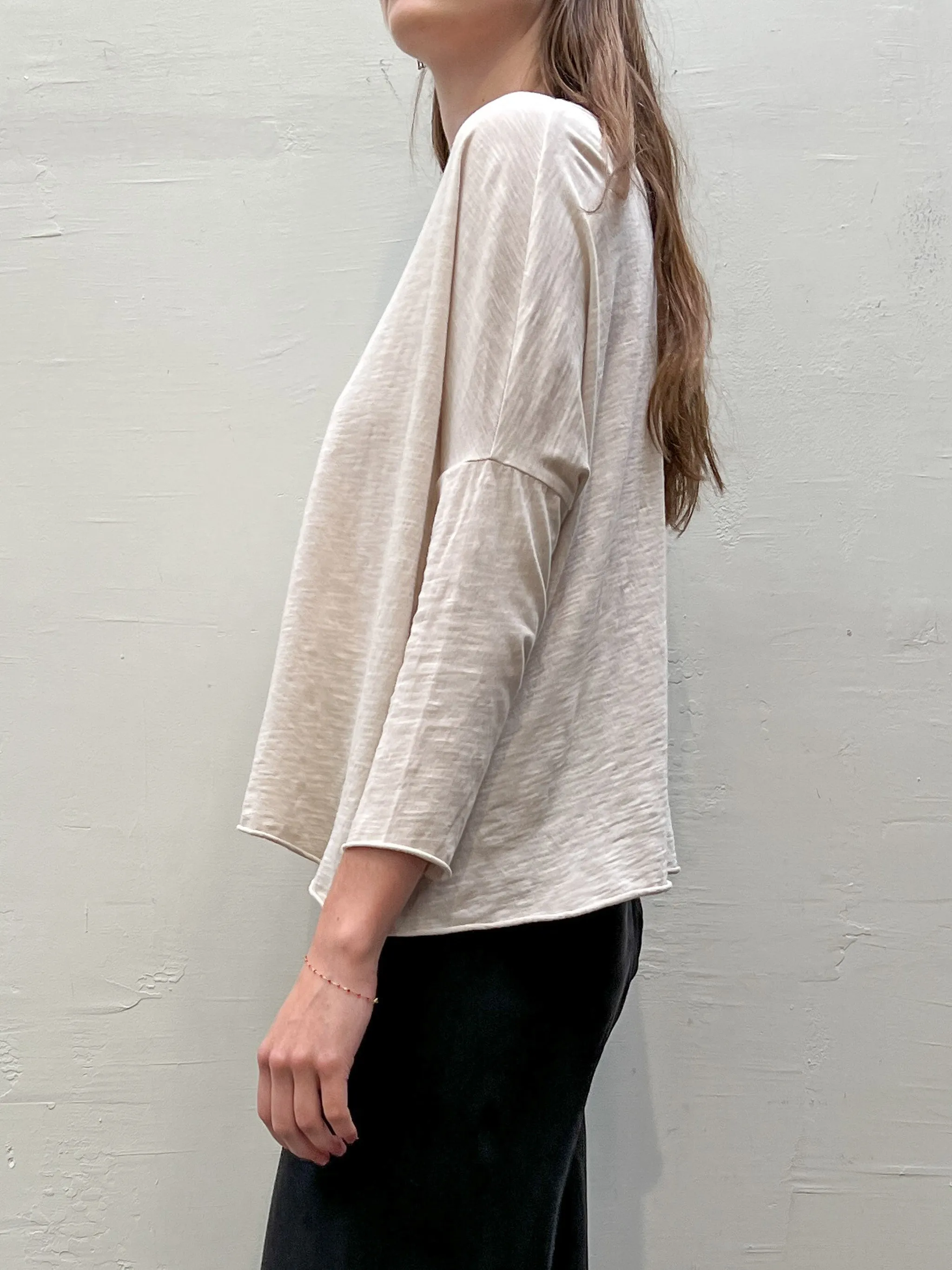 Tommy Boxy Tee in Supima Slub - Cement