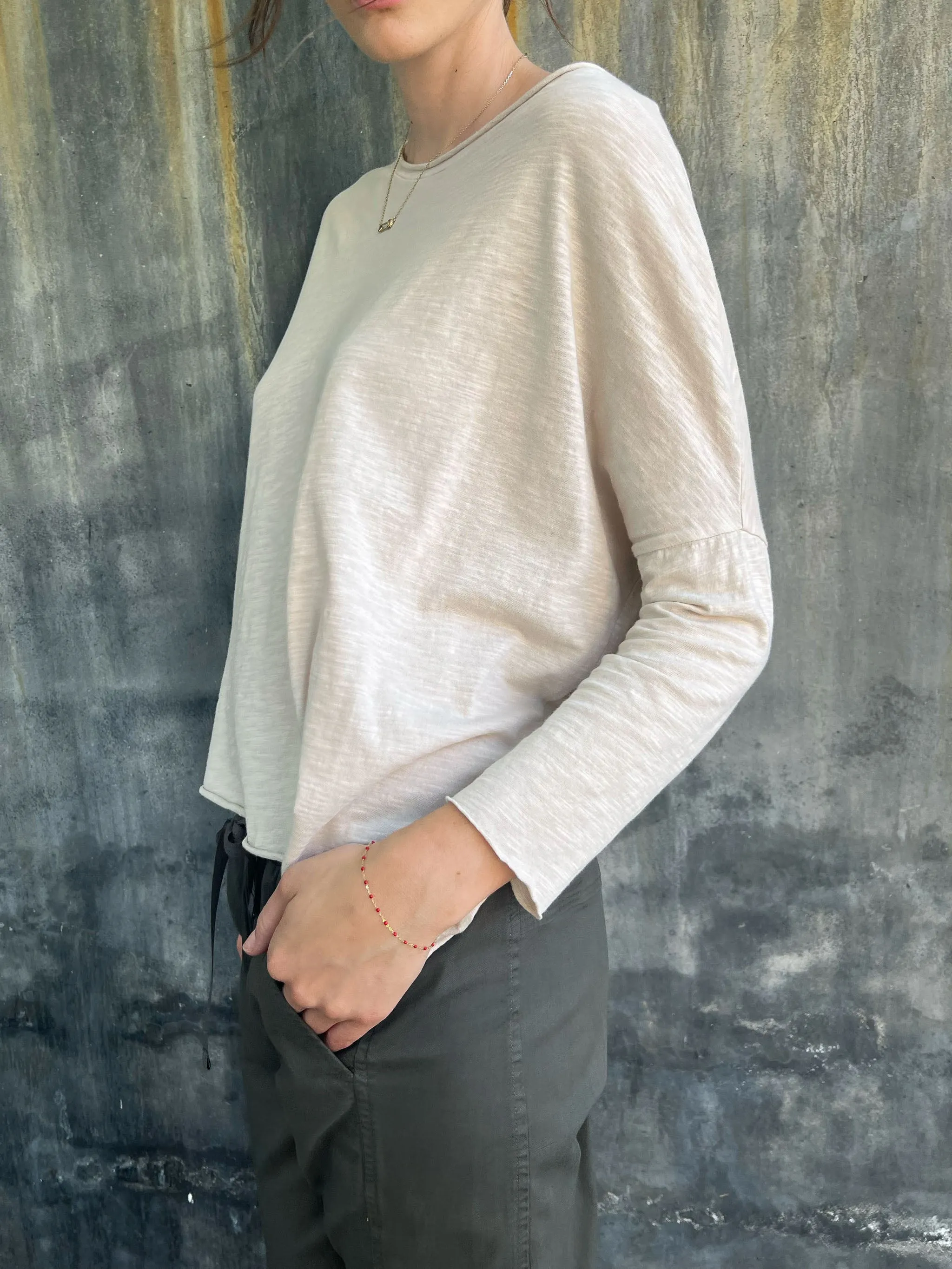 Tommy Boxy Tee in Supima Slub - Cement