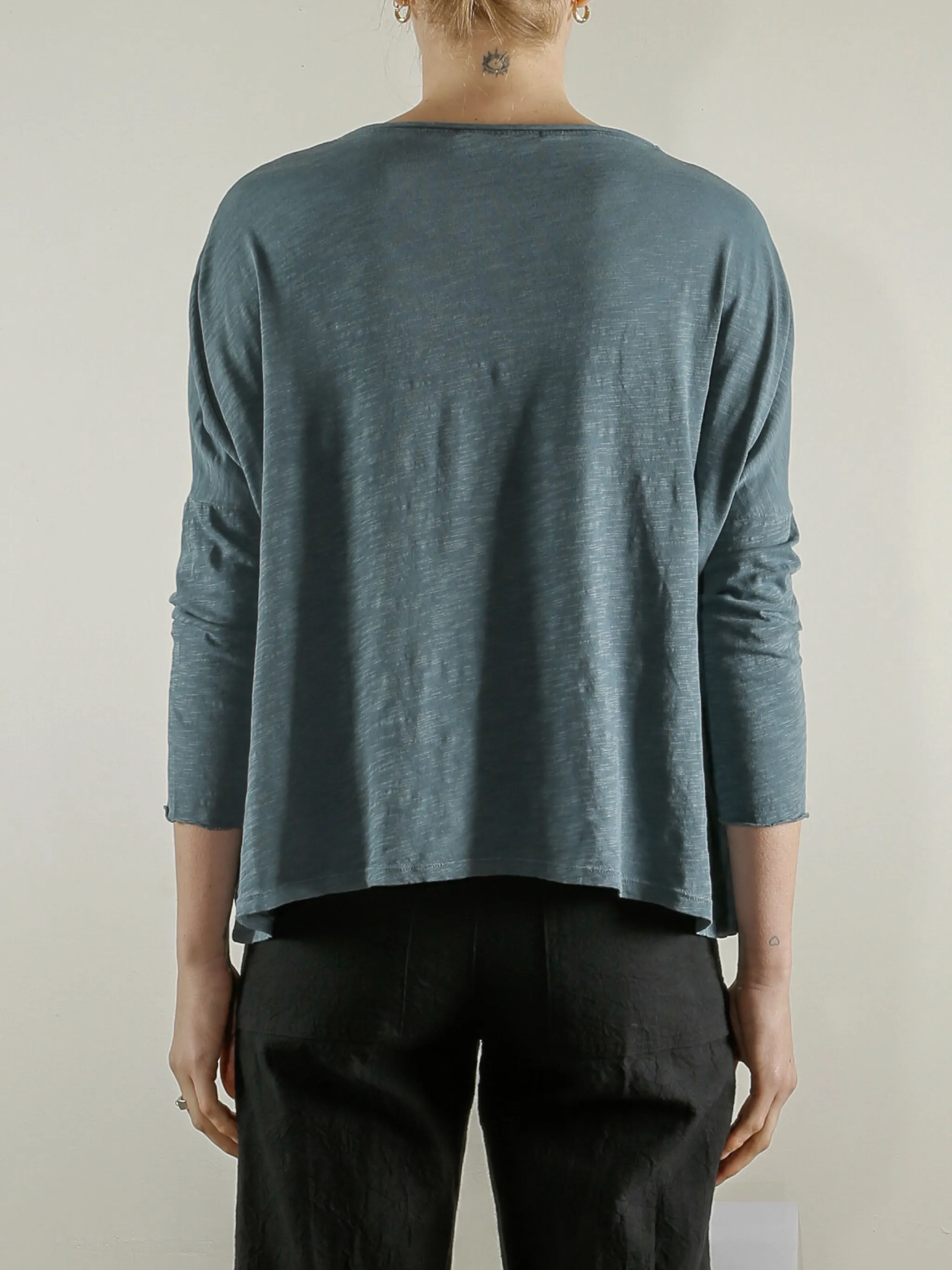 Tommy Boxy Tee in Supima Slub - Sea