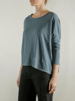 Tommy Boxy Tee in Supima Slub - Sea