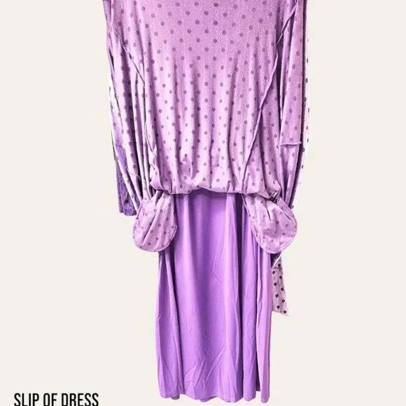 TORRID MIDI Poka Dot Purple Burnout Velvet Boatneck Dress.