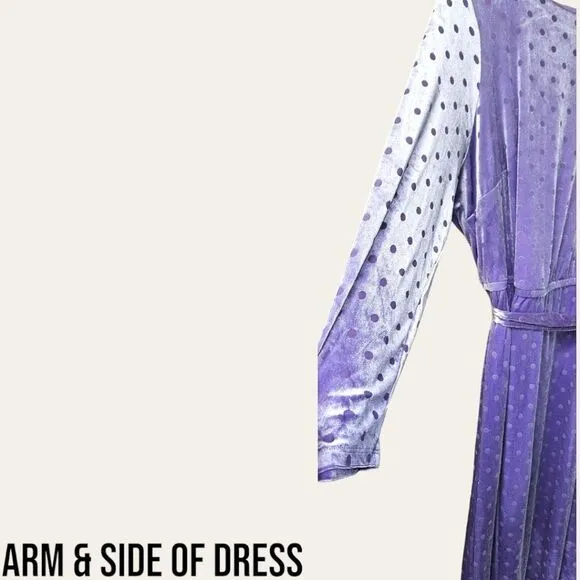 TORRID MIDI Poka Dot Purple Burnout Velvet Boatneck Dress.