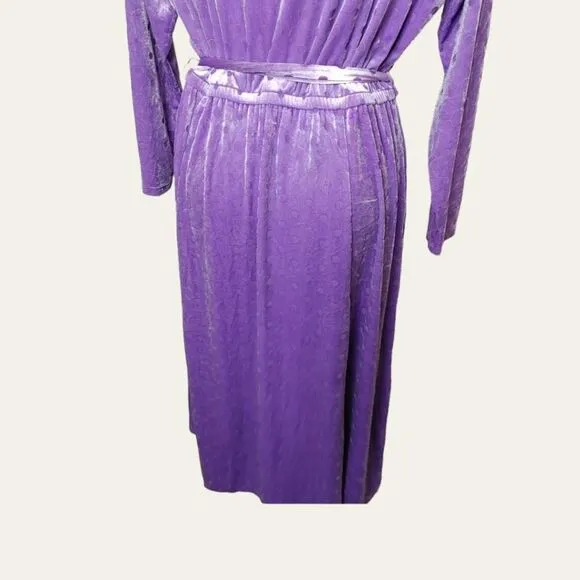 TORRID MIDI Poka Dot Purple Burnout Velvet Boatneck Dress.