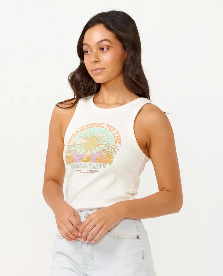 Tropicana Ribbed Tank - Bone