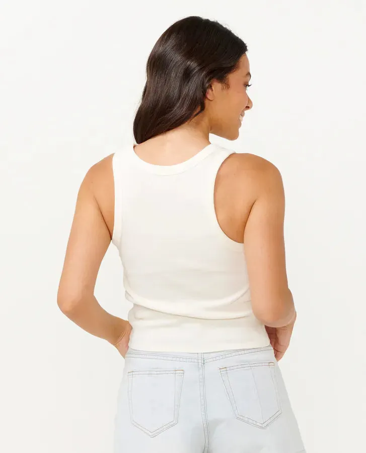 Tropicana Ribbed Tank - Bone