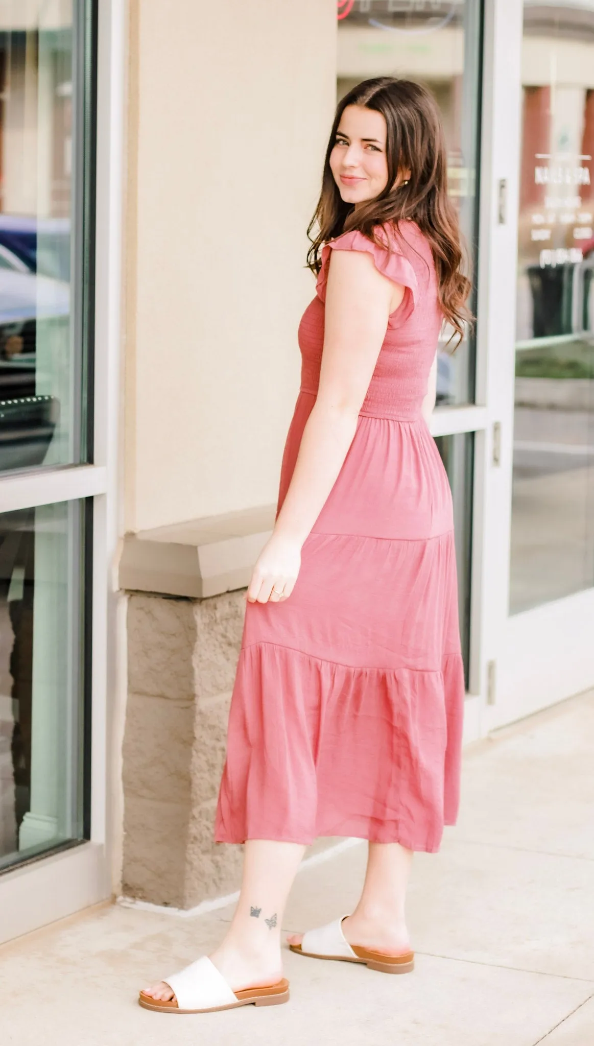 Trusting You Smocked Dress in Dusty Mauve