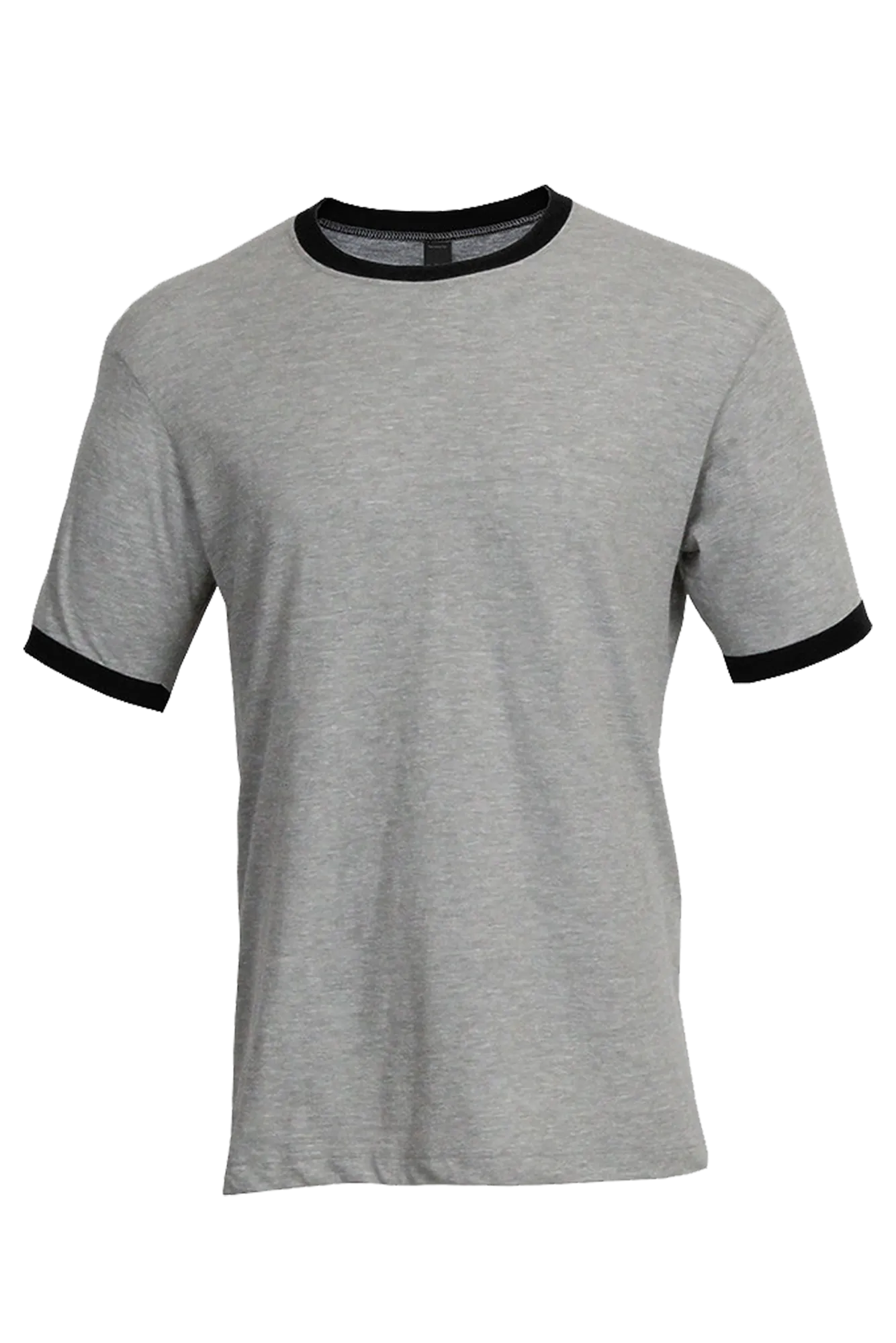 Tultex Unisex Fine Jersey Ringer Tee, Heather Gray/Black