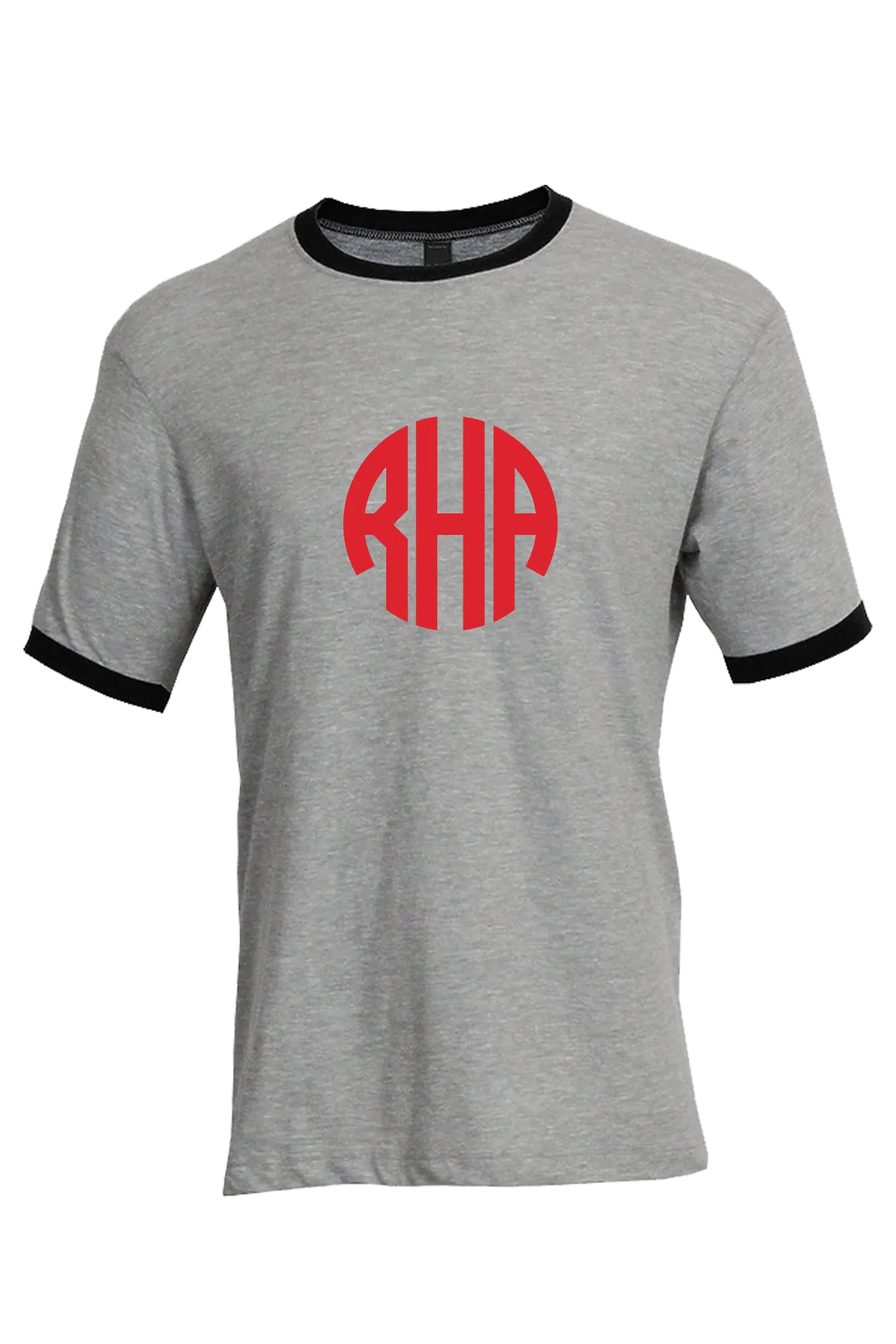 Tultex Unisex Fine Jersey Ringer Tee, Heather Gray/Black