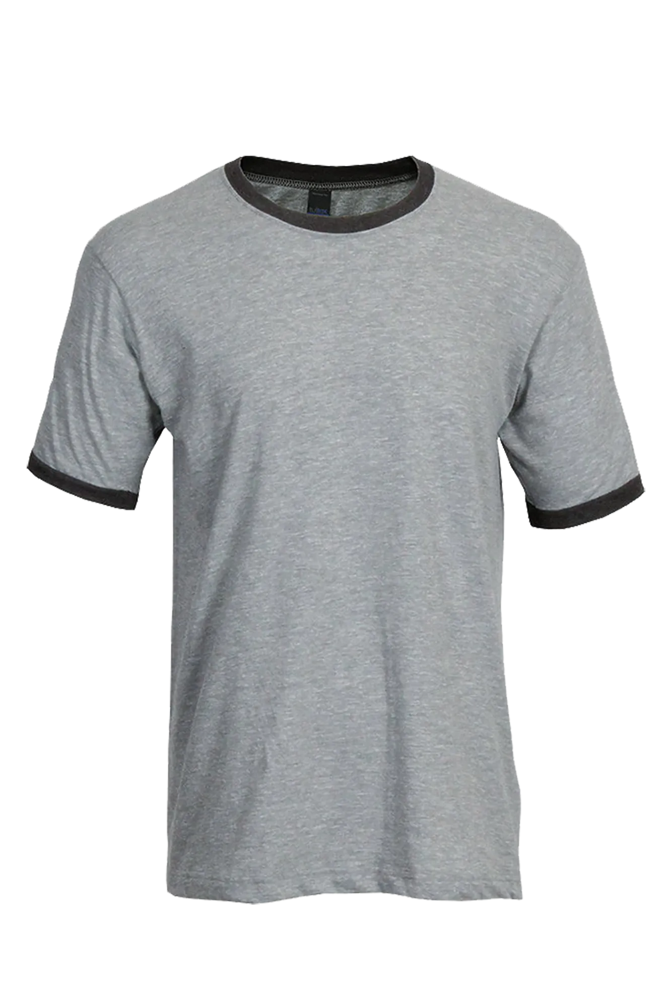 Tultex Unisex Fine Jersey Ringer Tee, Heather Gray/Heather Charcoal