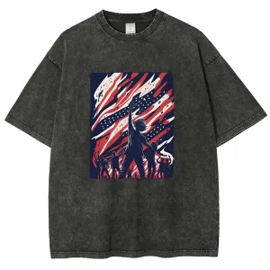 Unisex American Flag Graphic Independence's Day Vintage Washed Tee