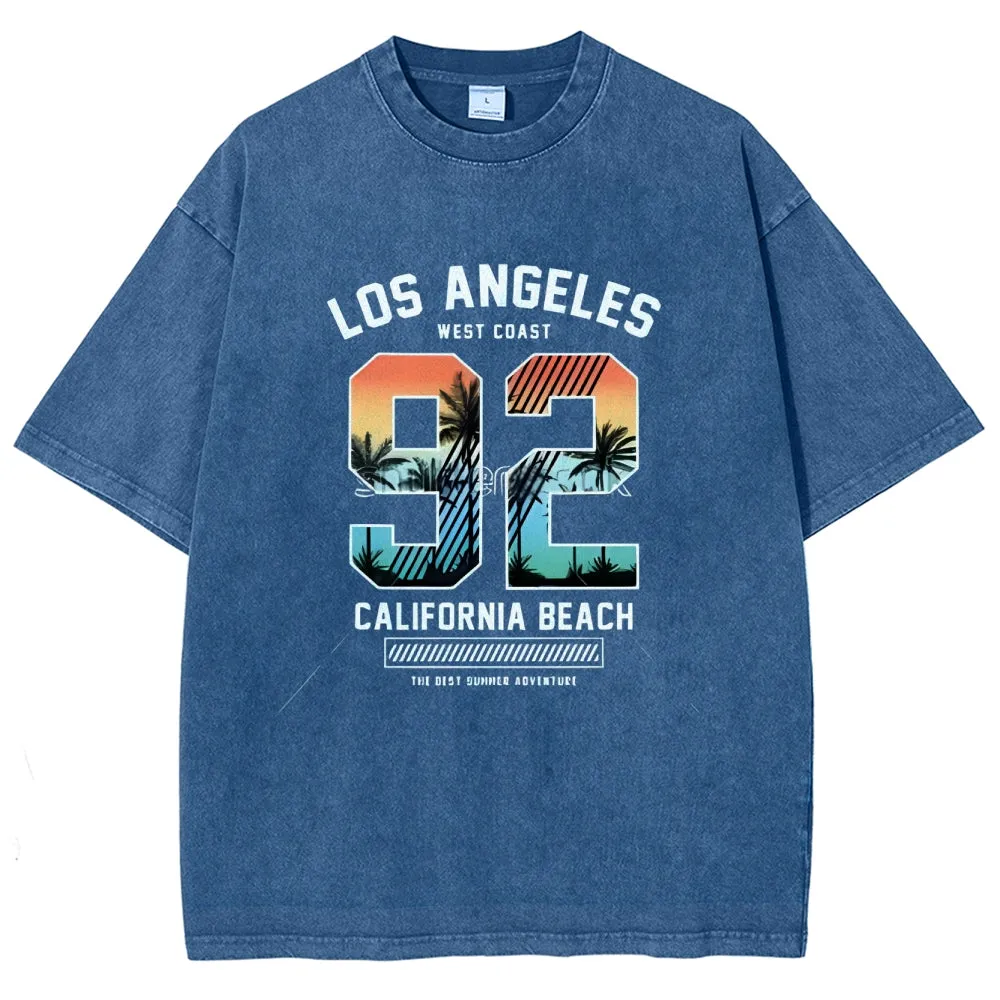 Unisex Los Angeles West Coast California Beach Graphic Vintage Washed Tee