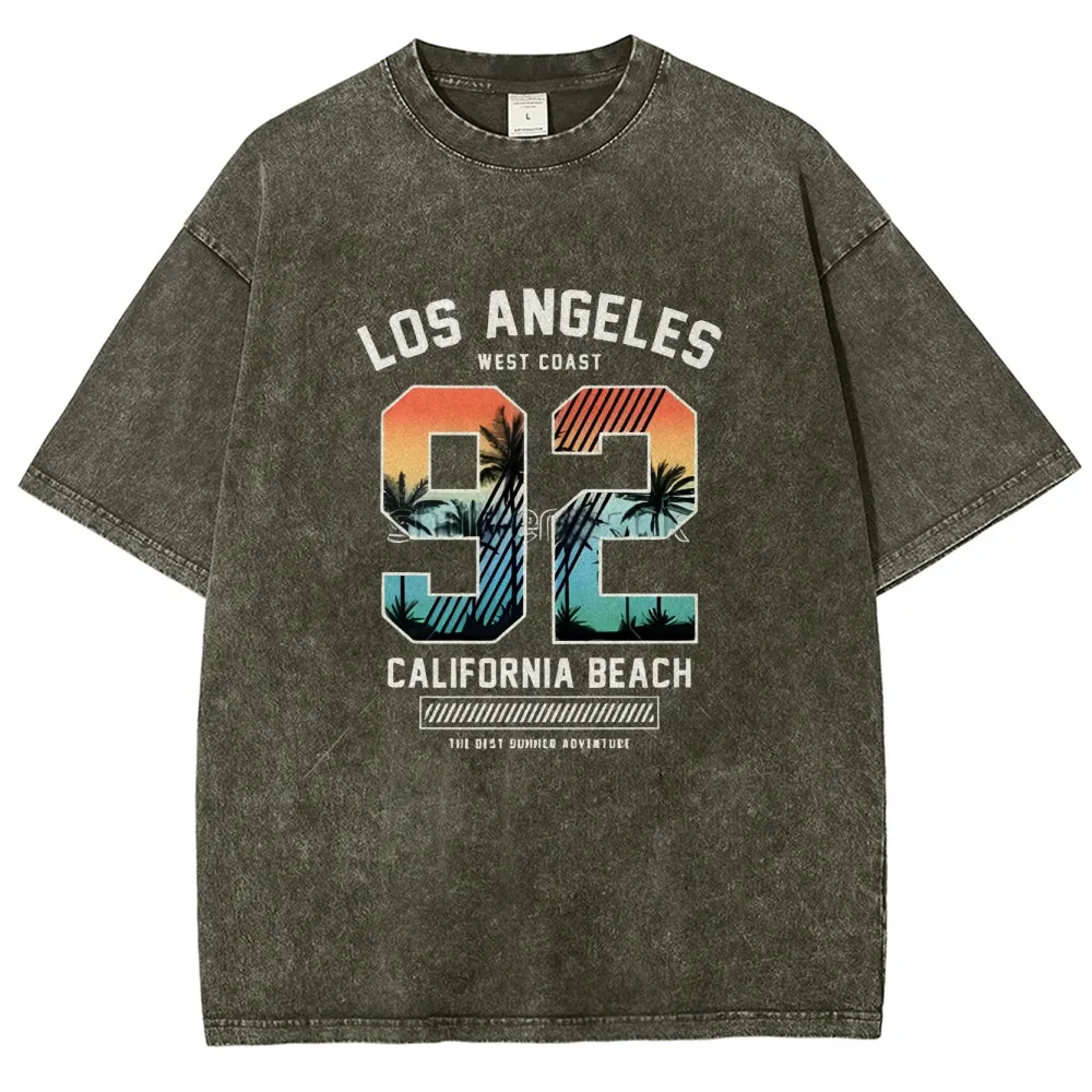 Unisex Los Angeles West Coast California Beach Graphic Vintage Washed Tee