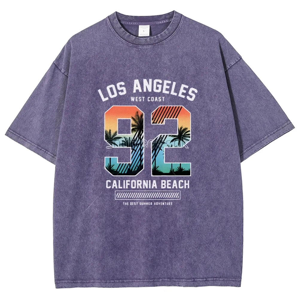 Unisex Los Angeles West Coast California Beach Graphic Vintage Washed Tee