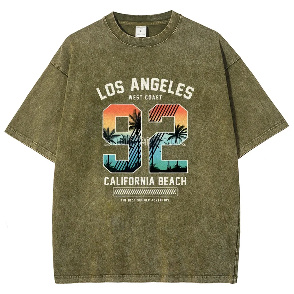 Unisex Los Angeles West Coast California Beach Graphic Vintage Washed Tee