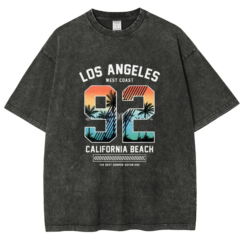 Unisex Los Angeles West Coast California Beach Graphic Vintage Washed Tee