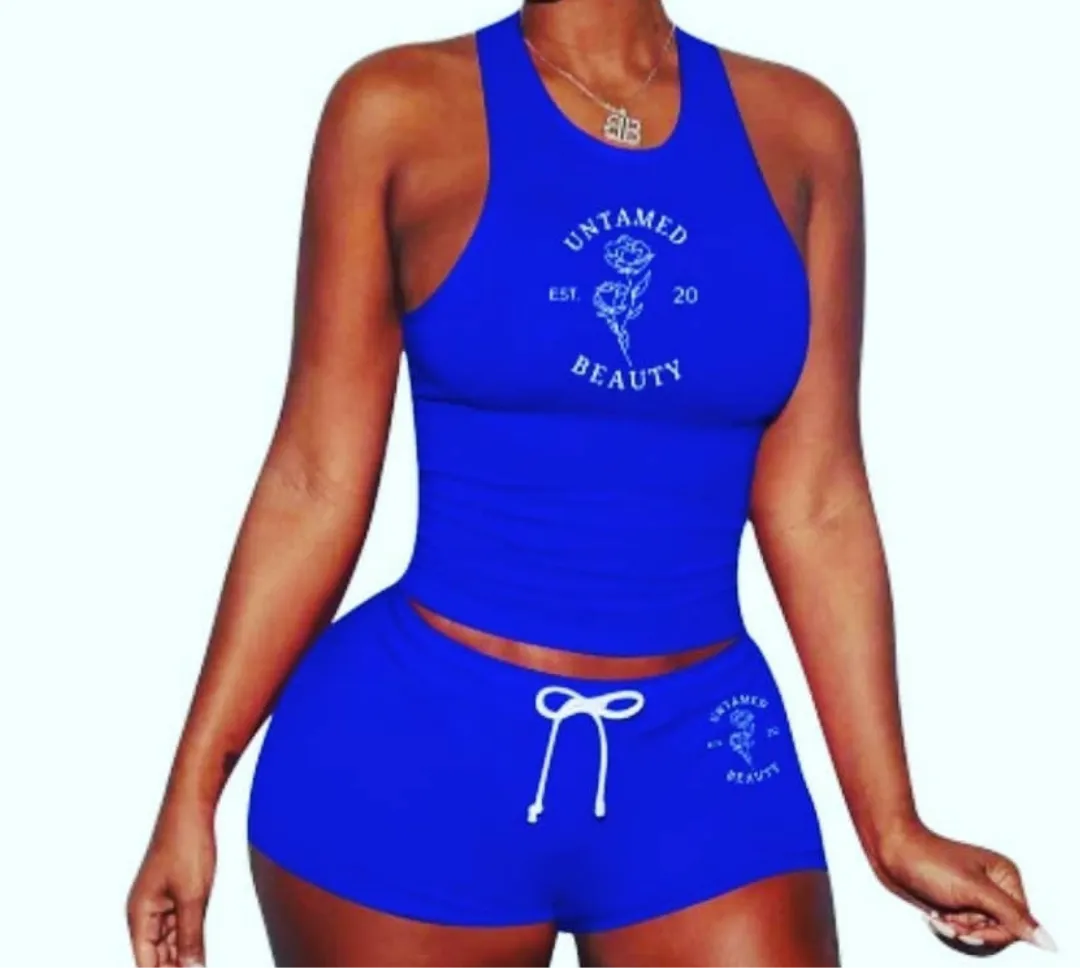 Untamed Beauty - Sleeveless Shirt Shorts Set