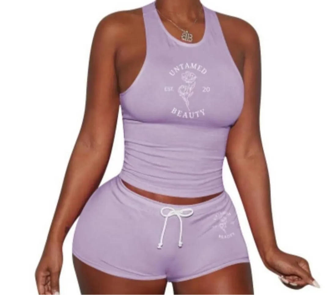 Untamed Beauty - Sleeveless Shirt Shorts Set