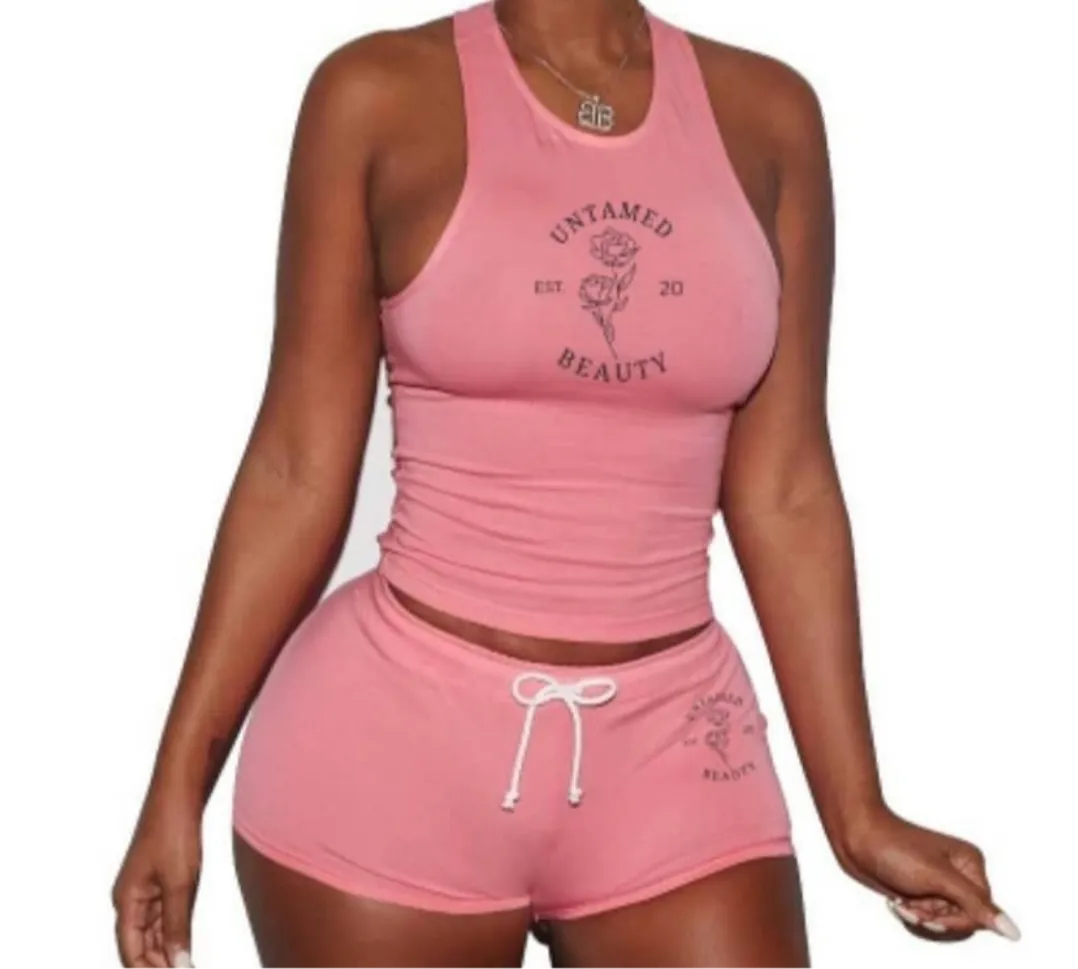Untamed Beauty - Sleeveless Shirt Shorts Set