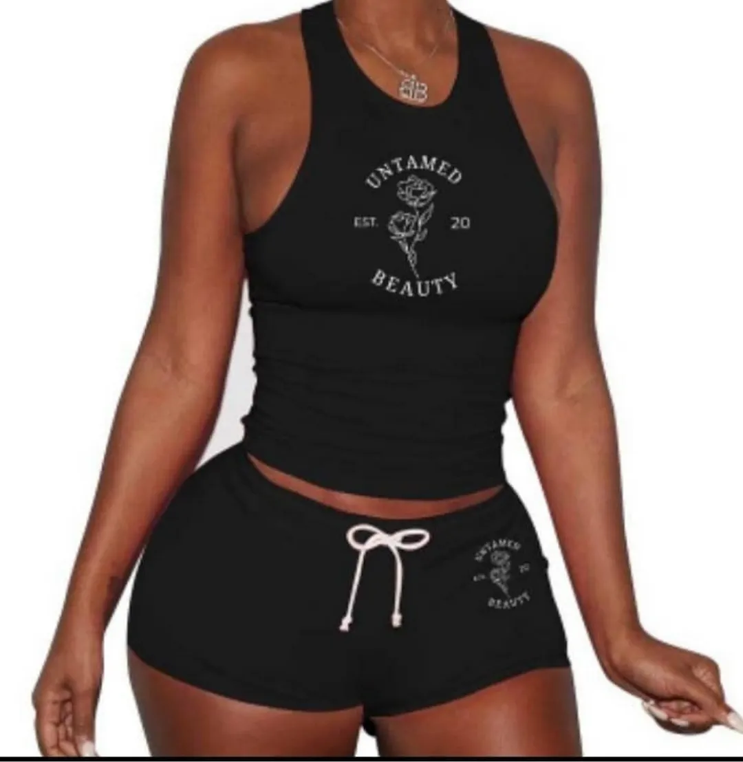 Untamed Beauty - Sleeveless Shirt Shorts Set