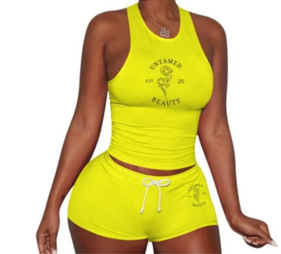 Untamed Beauty - Sleeveless Shirt Shorts Set