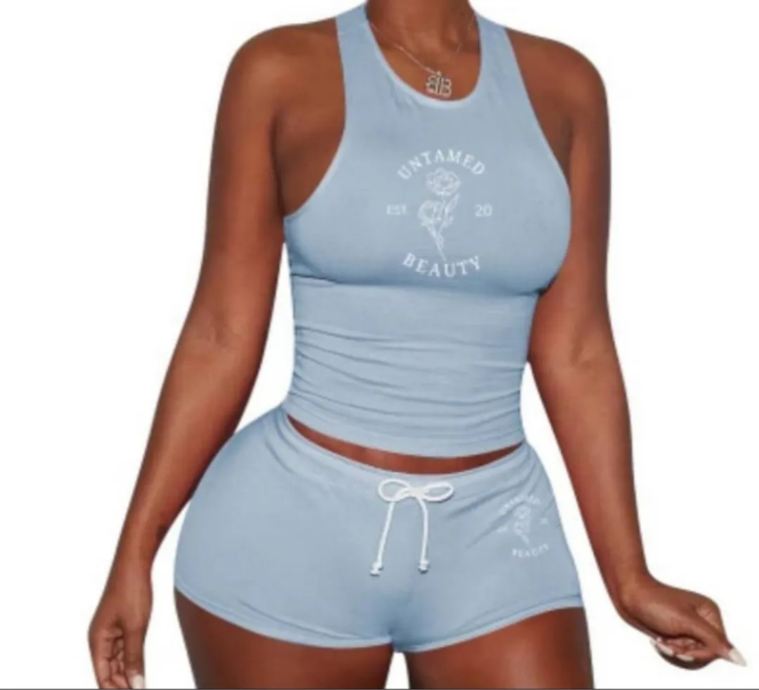 Untamed Beauty - Sleeveless Shirt Shorts Set