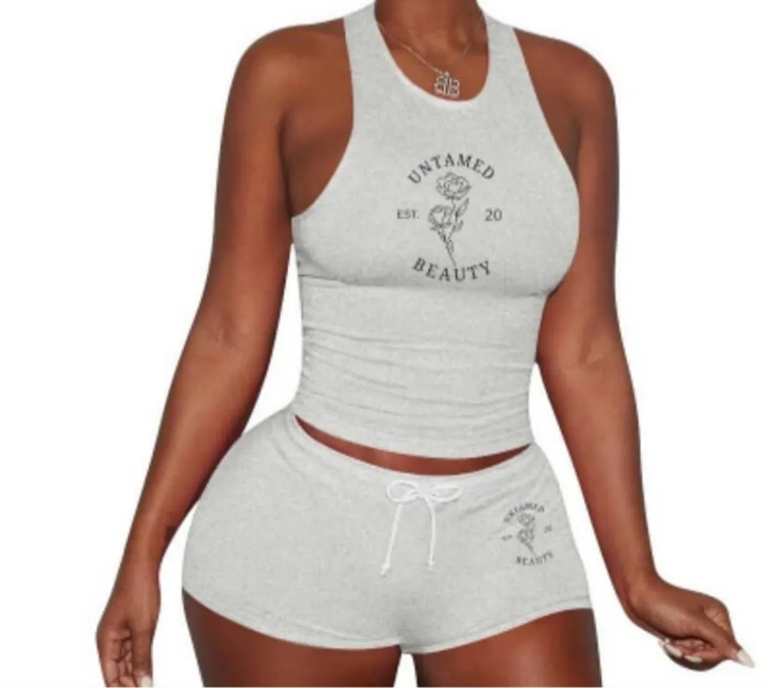 Untamed Beauty - Sleeveless Shirt Shorts Set