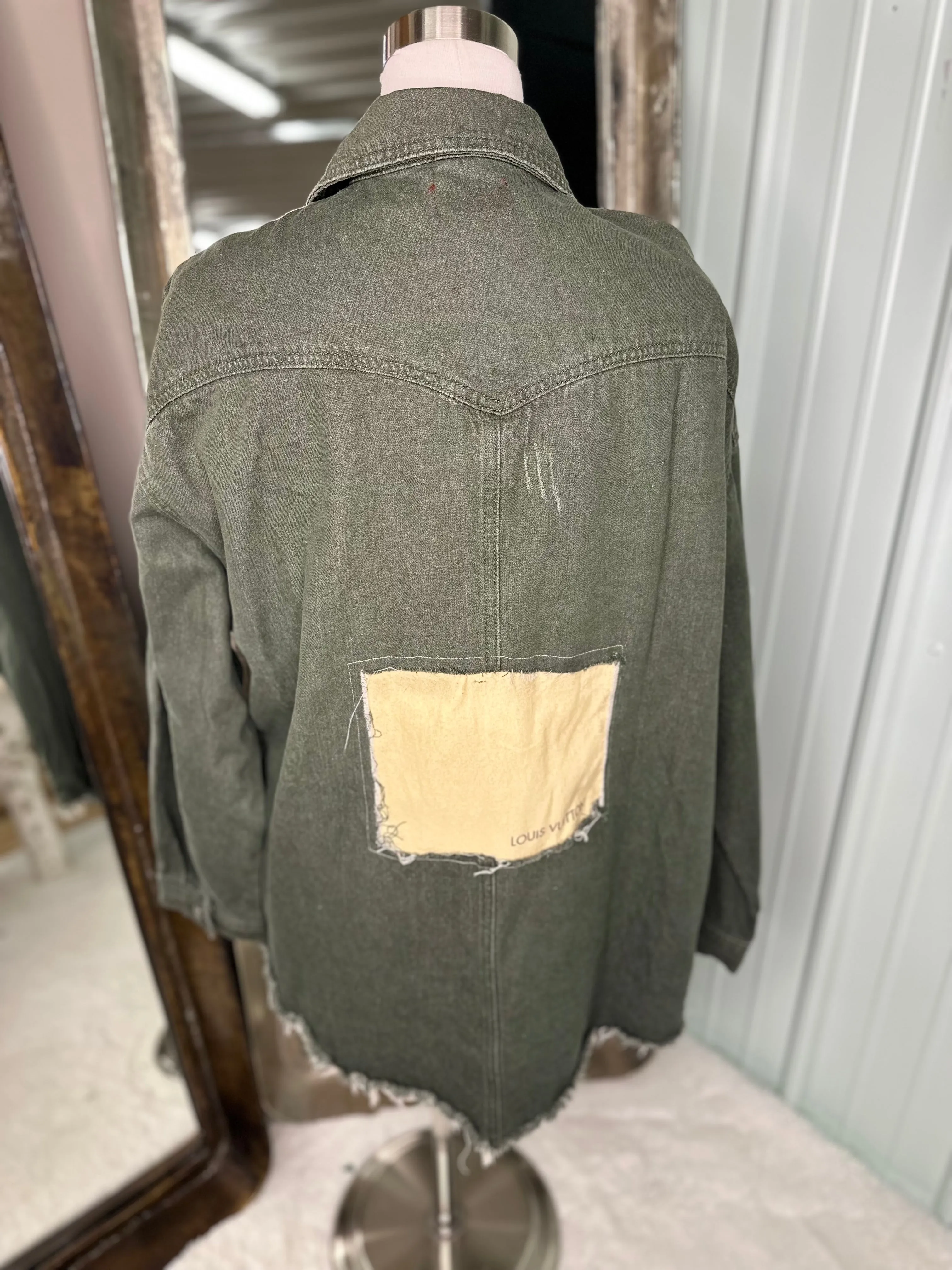 Upcycled designer denim shacket