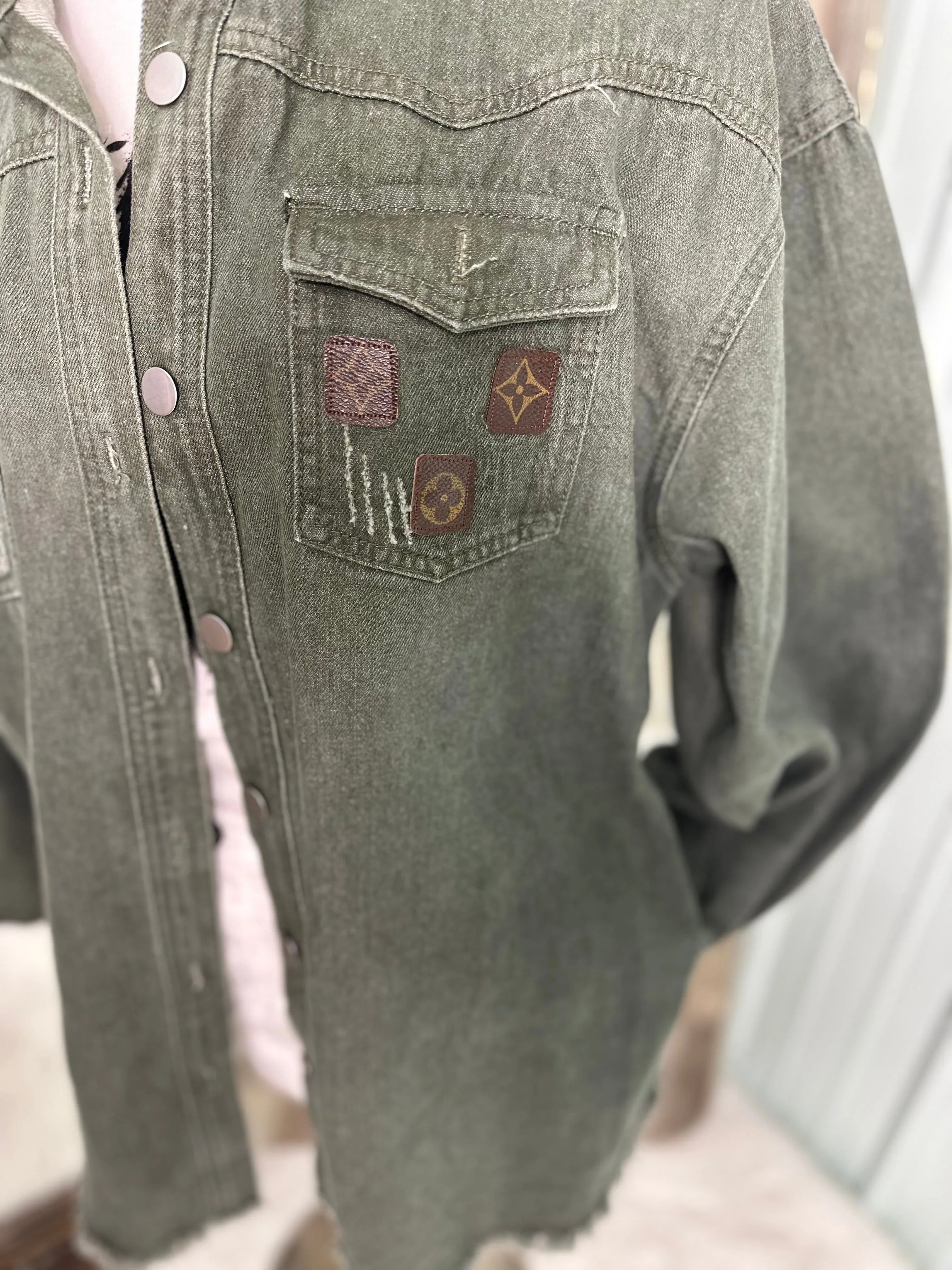 Upcycled designer denim shacket