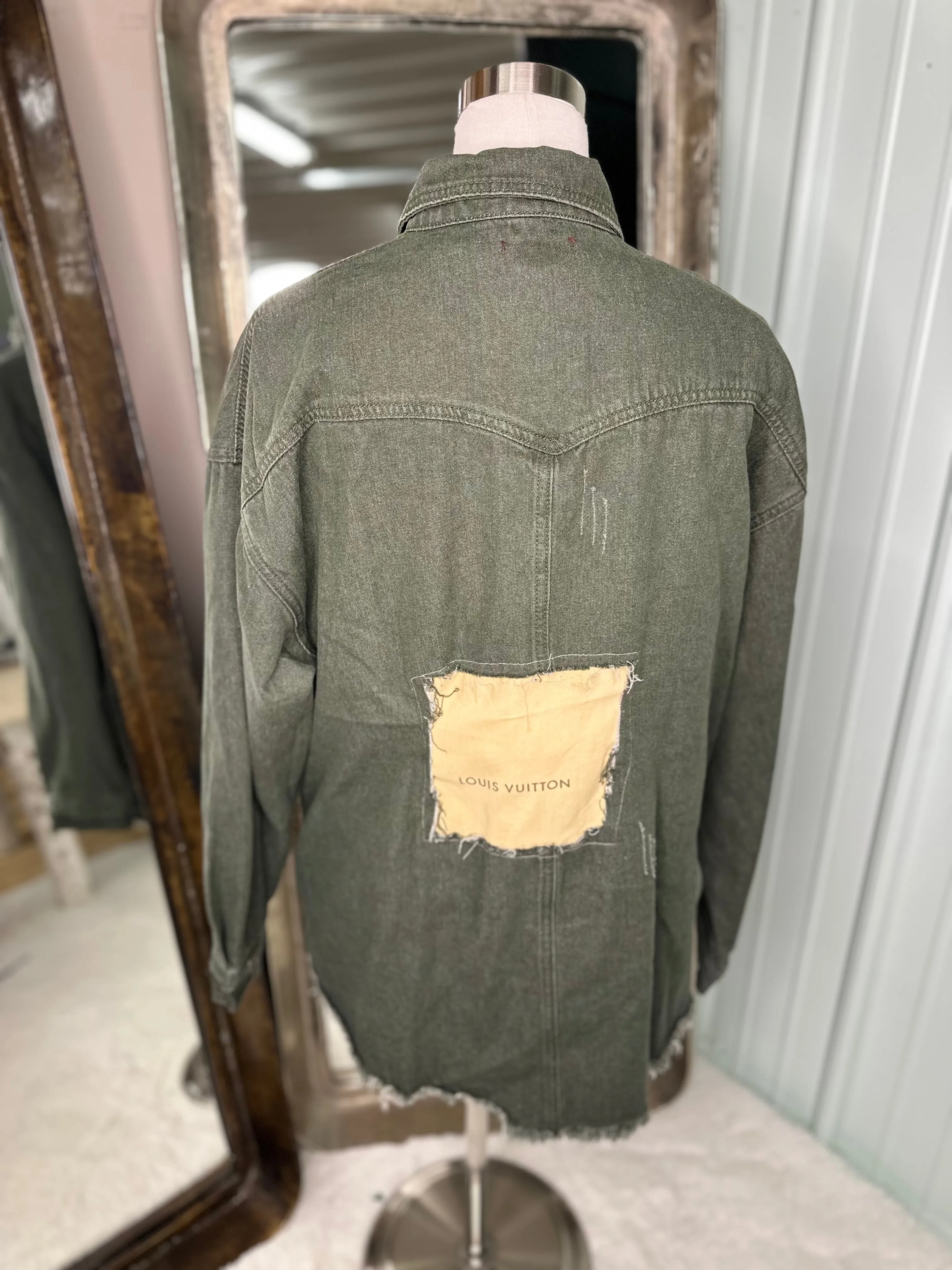Upcycled designer denim shacket