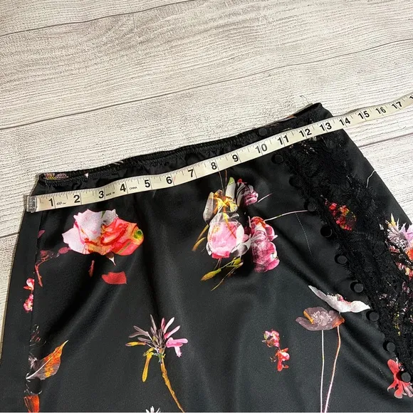 Victoria Secret Floral Side Slit Button Lace Midi Skirt