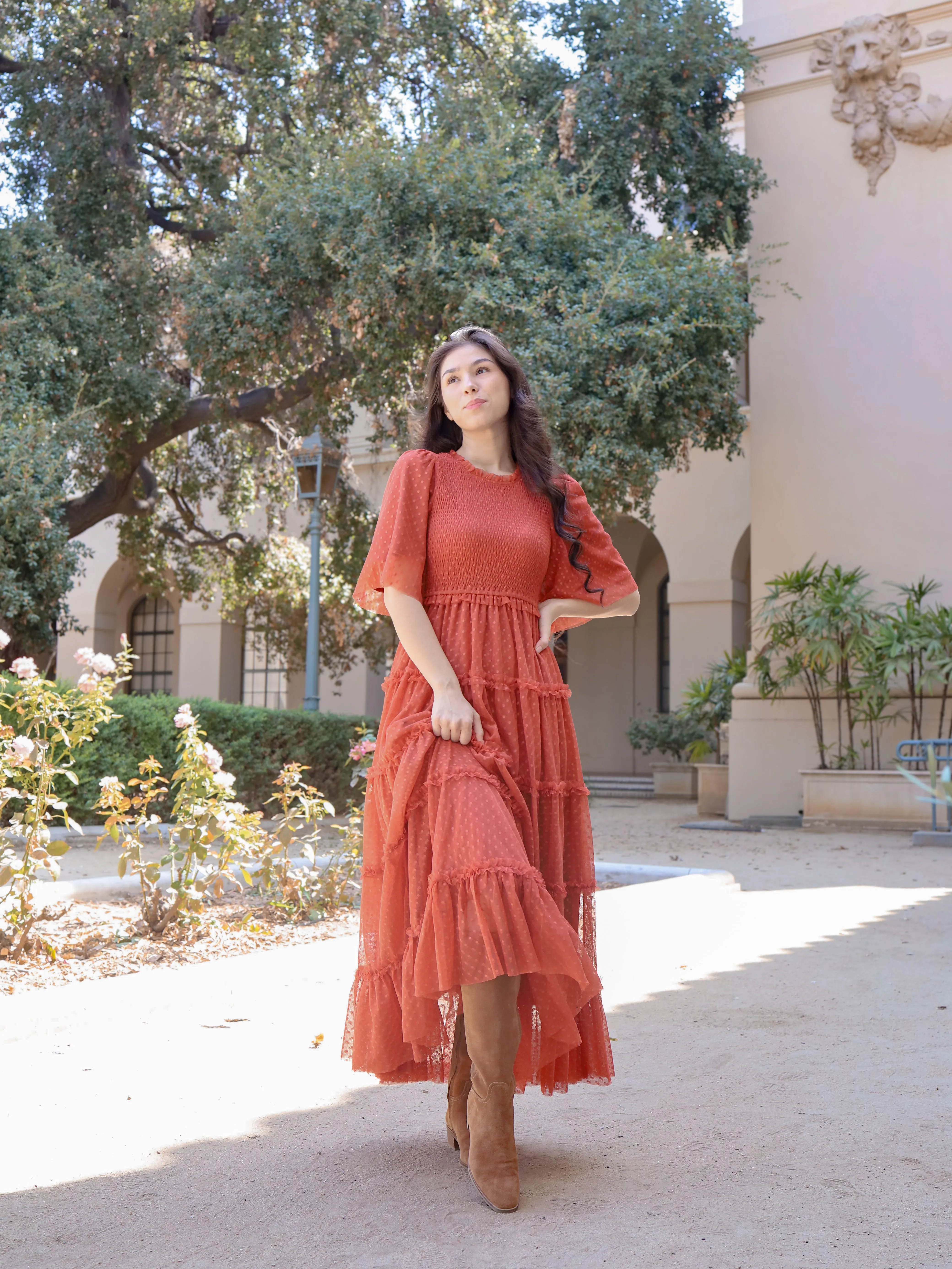 Vintage Romance Dress - Rust