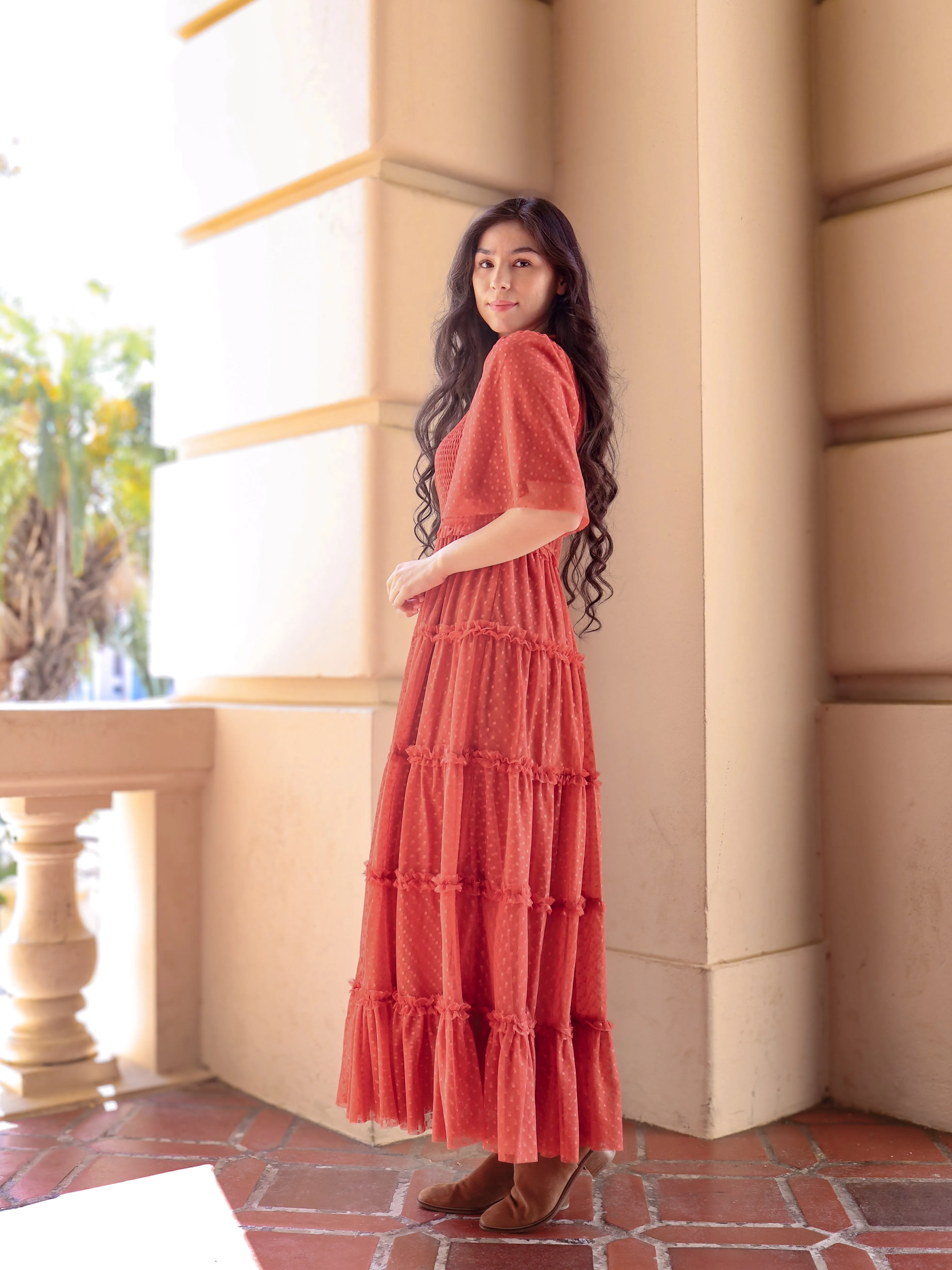 Vintage Romance Dress - Rust