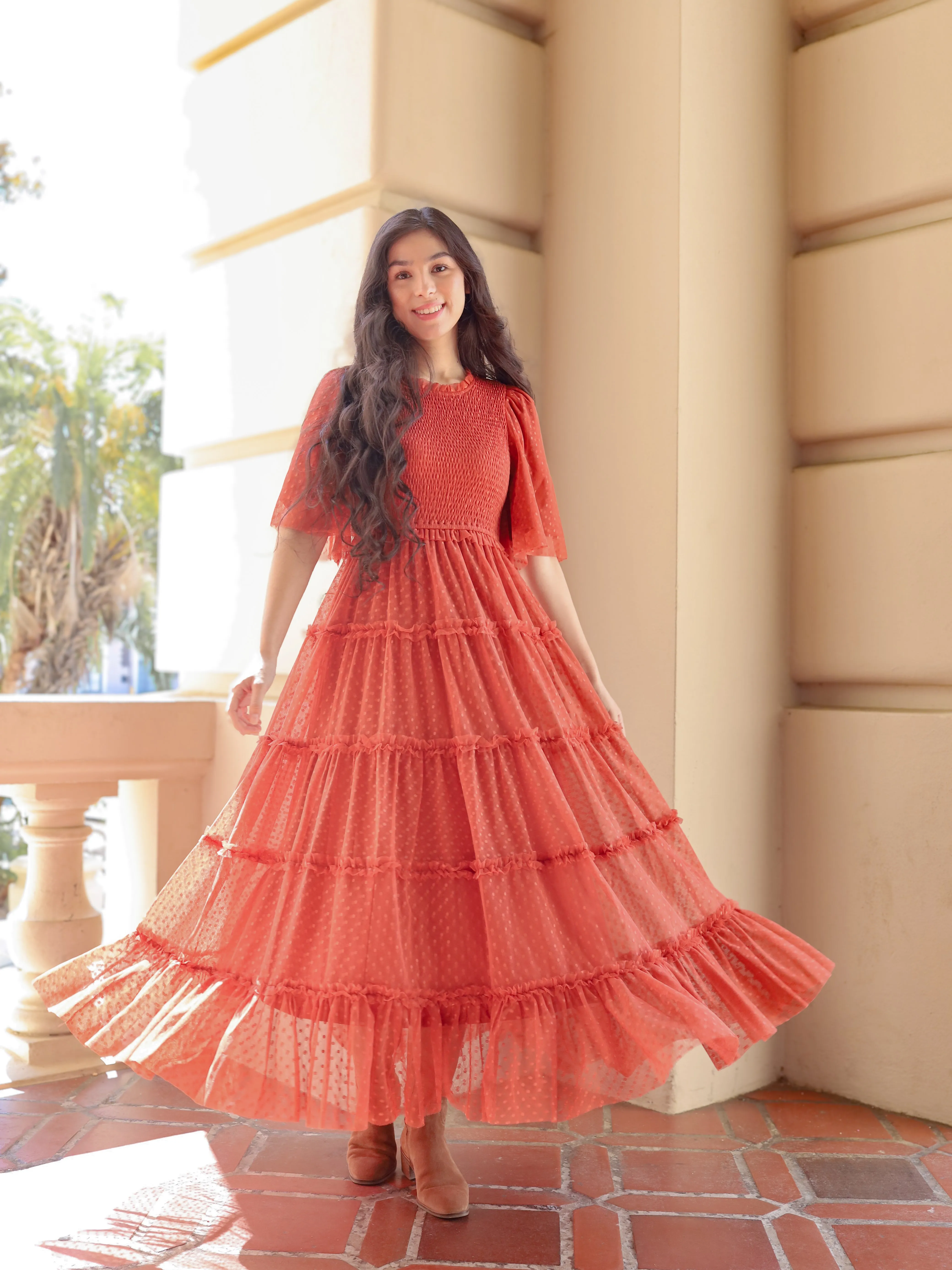 Vintage Romance Dress - Rust
