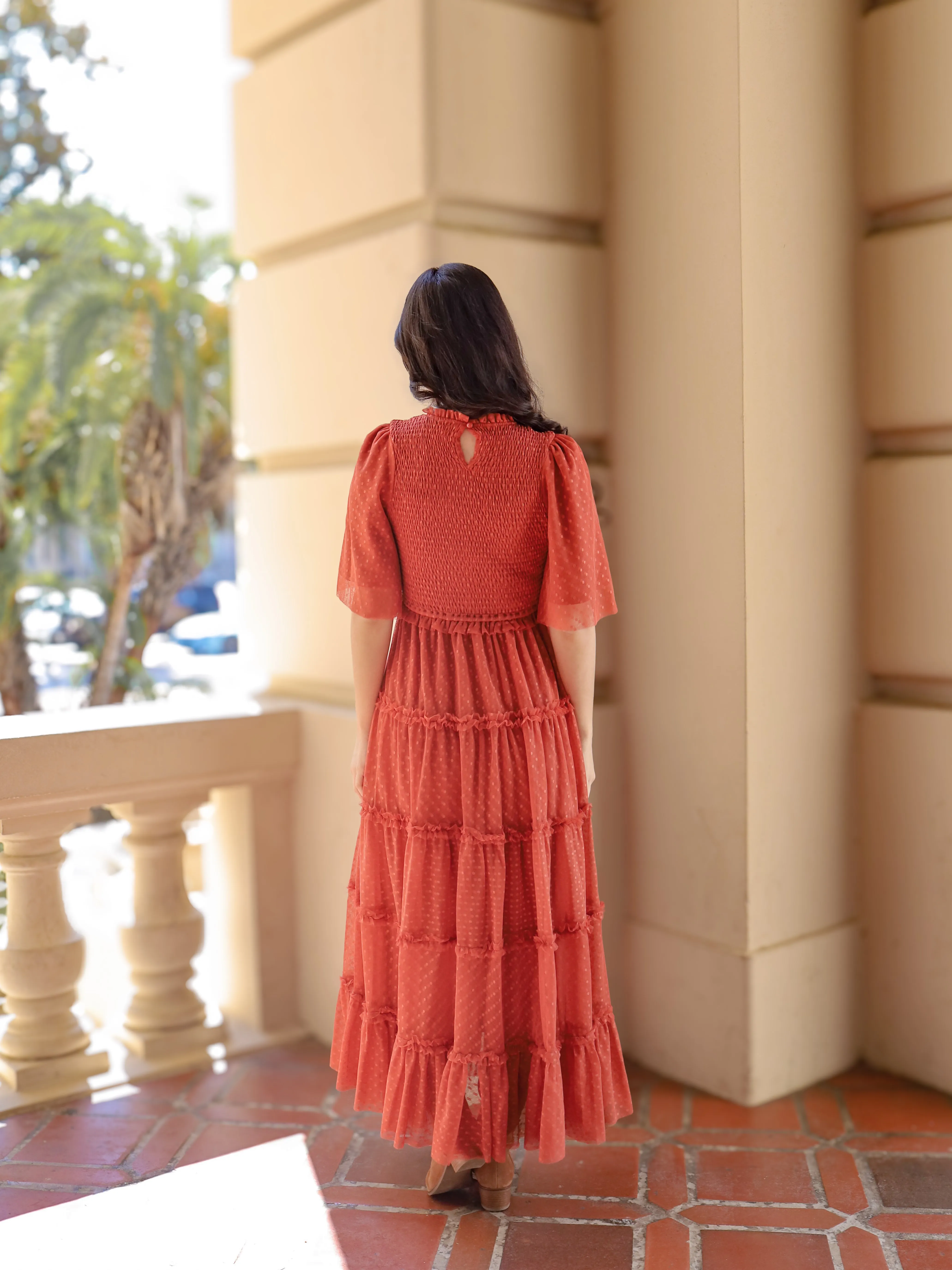 Vintage Romance Dress - Rust