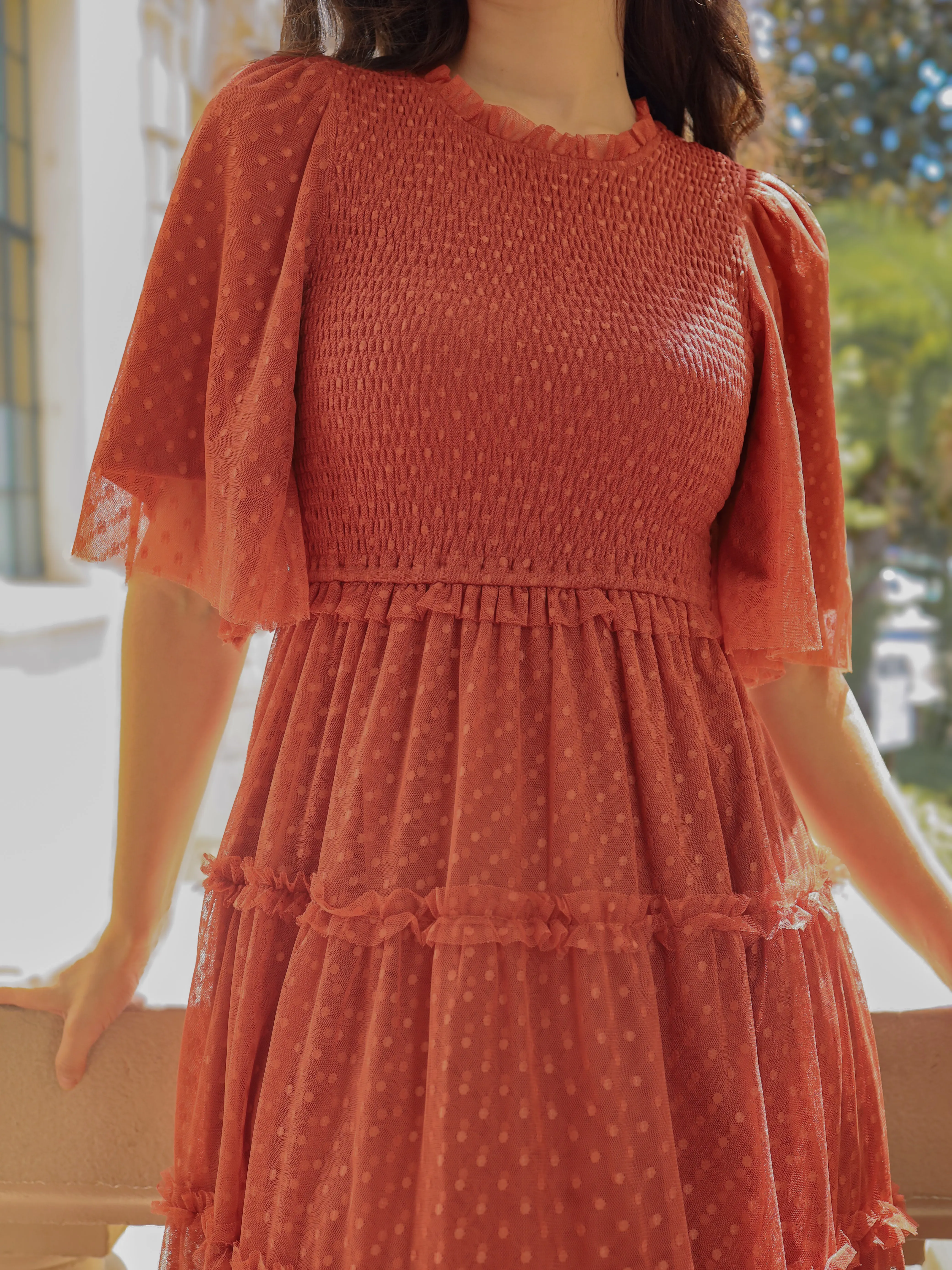 Vintage Romance Dress - Rust