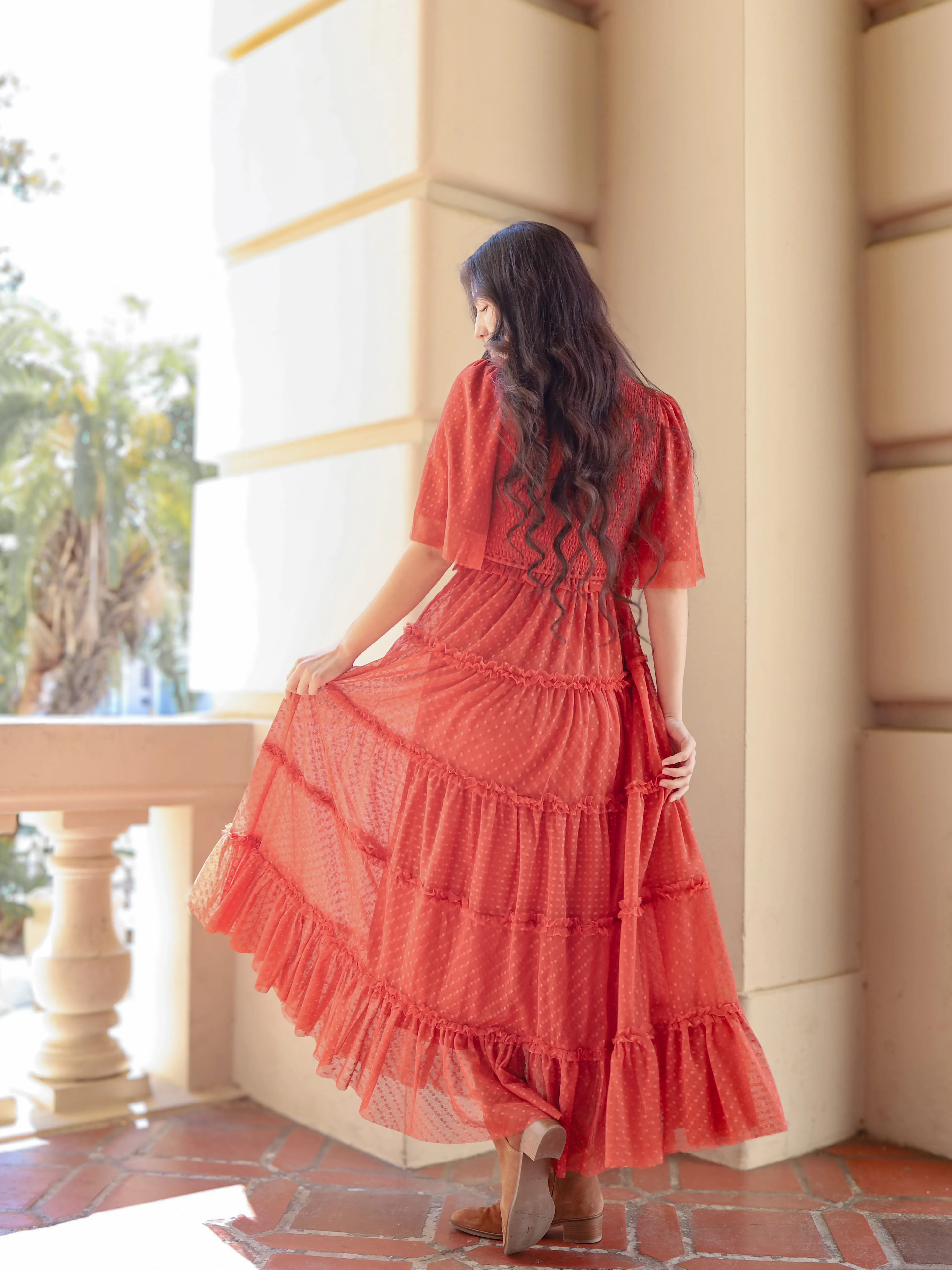 Vintage Romance Dress - Rust
