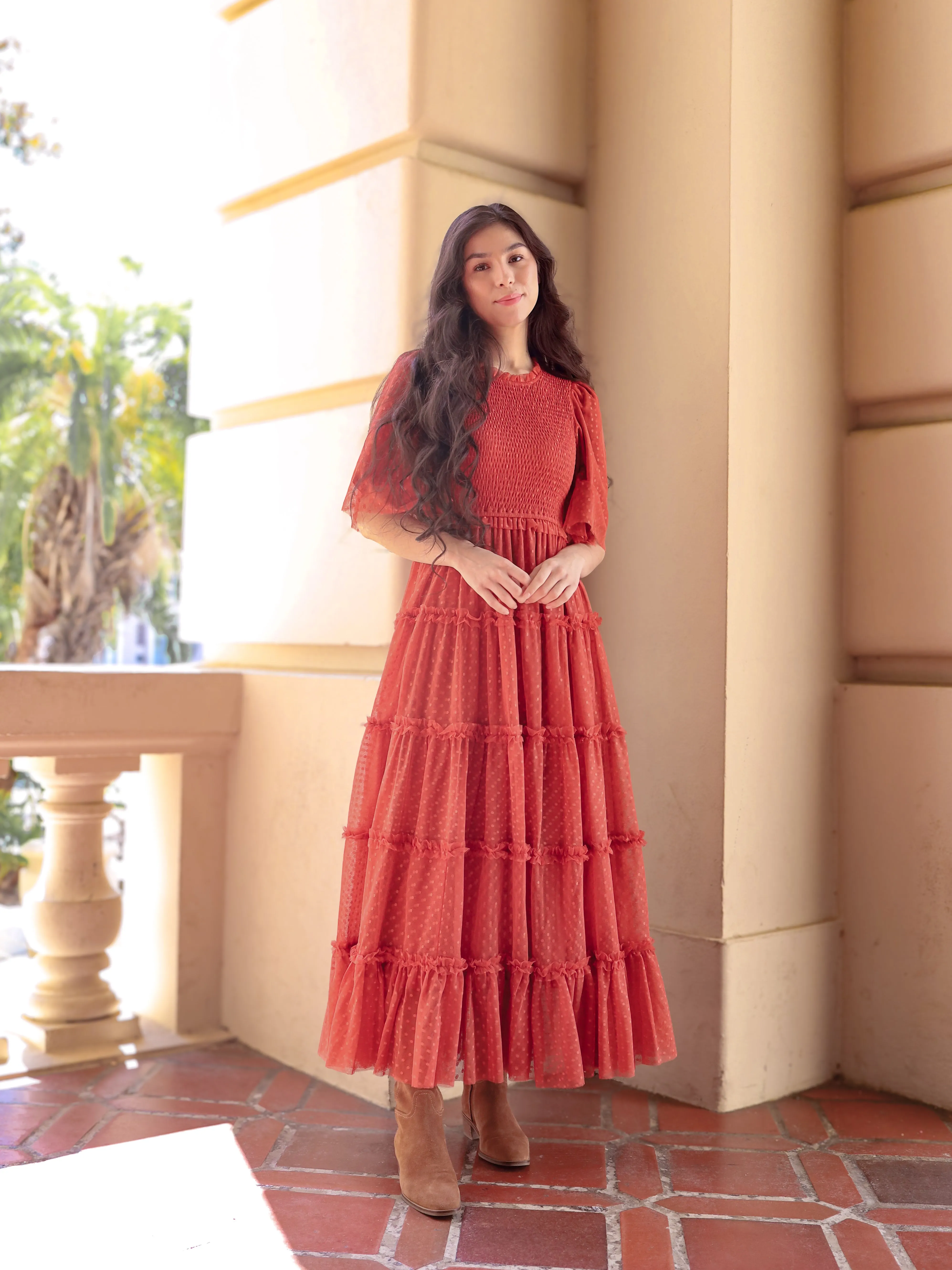 Vintage Romance Dress - Rust