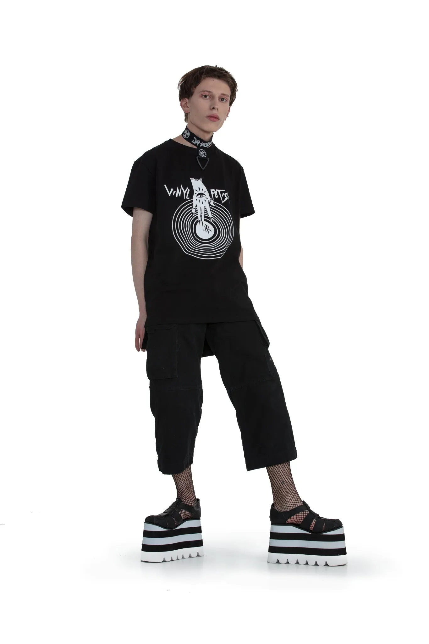Vinyl Fetish - regular fit T-shirt with side cuts