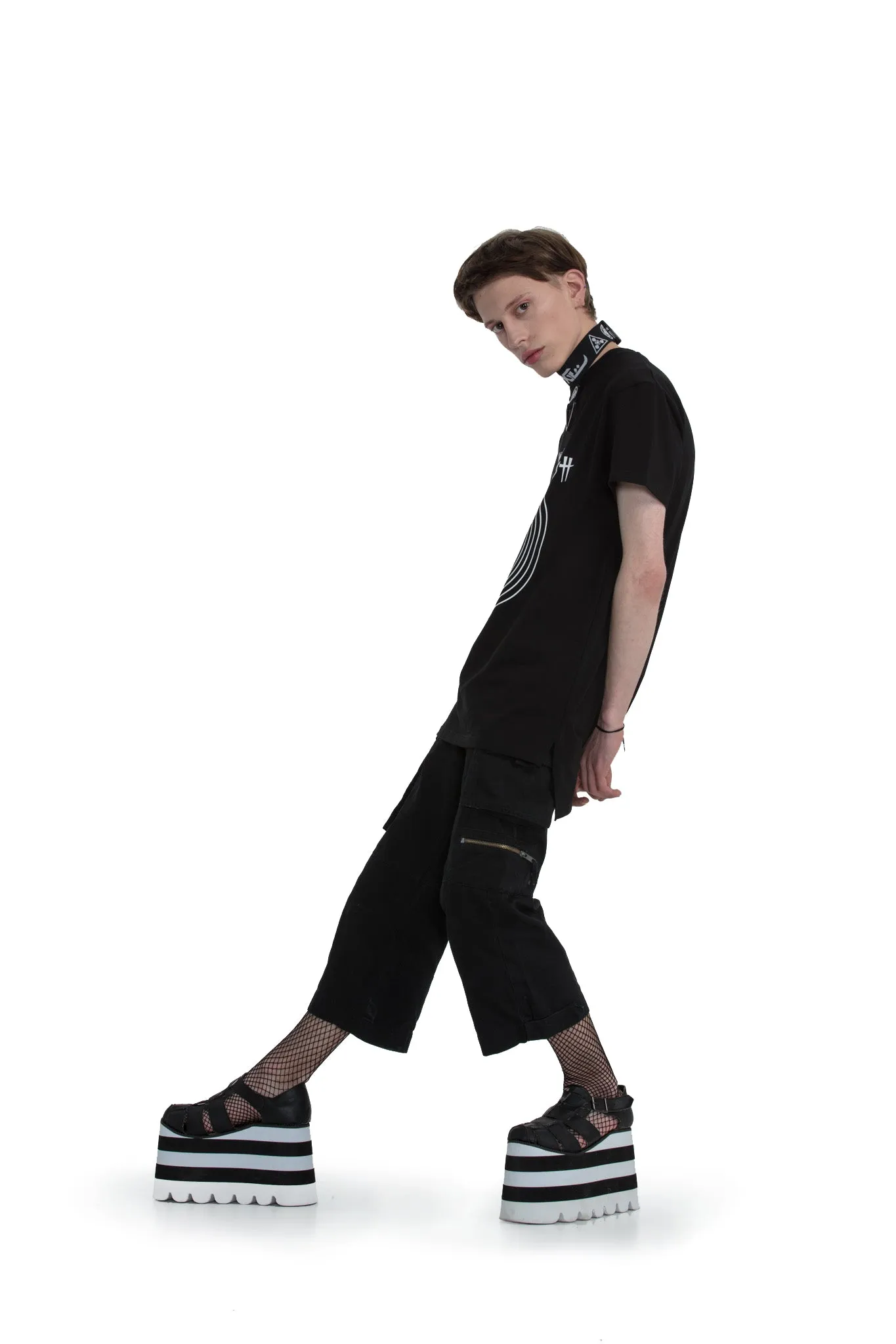 Vinyl Fetish - regular fit T-shirt with side cuts