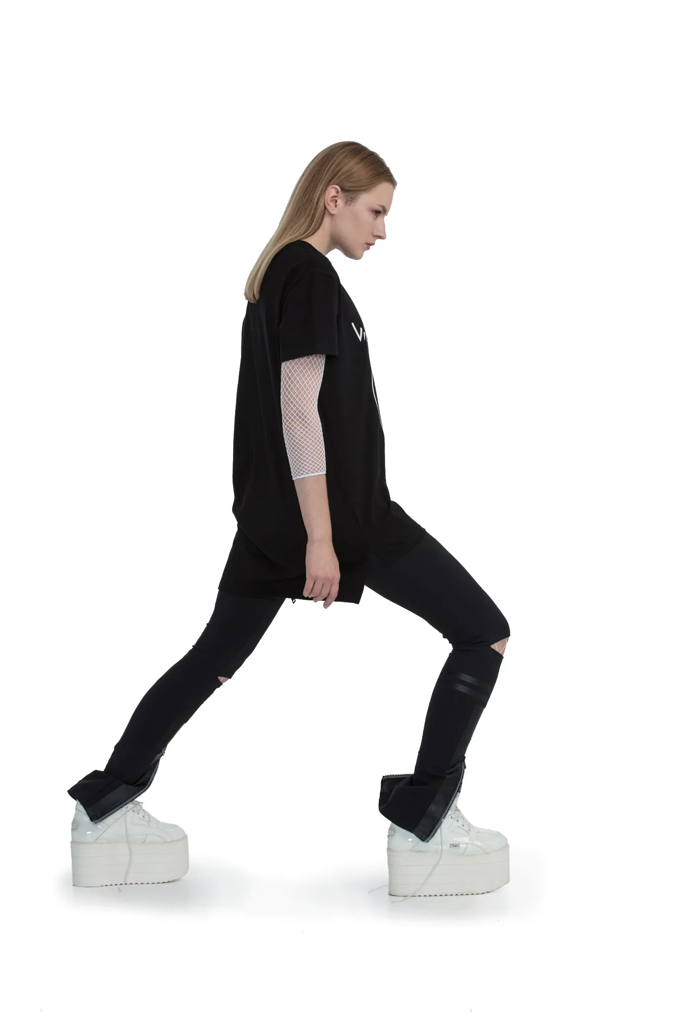 Vinyl Fetish - regular fit T-shirt with side cuts