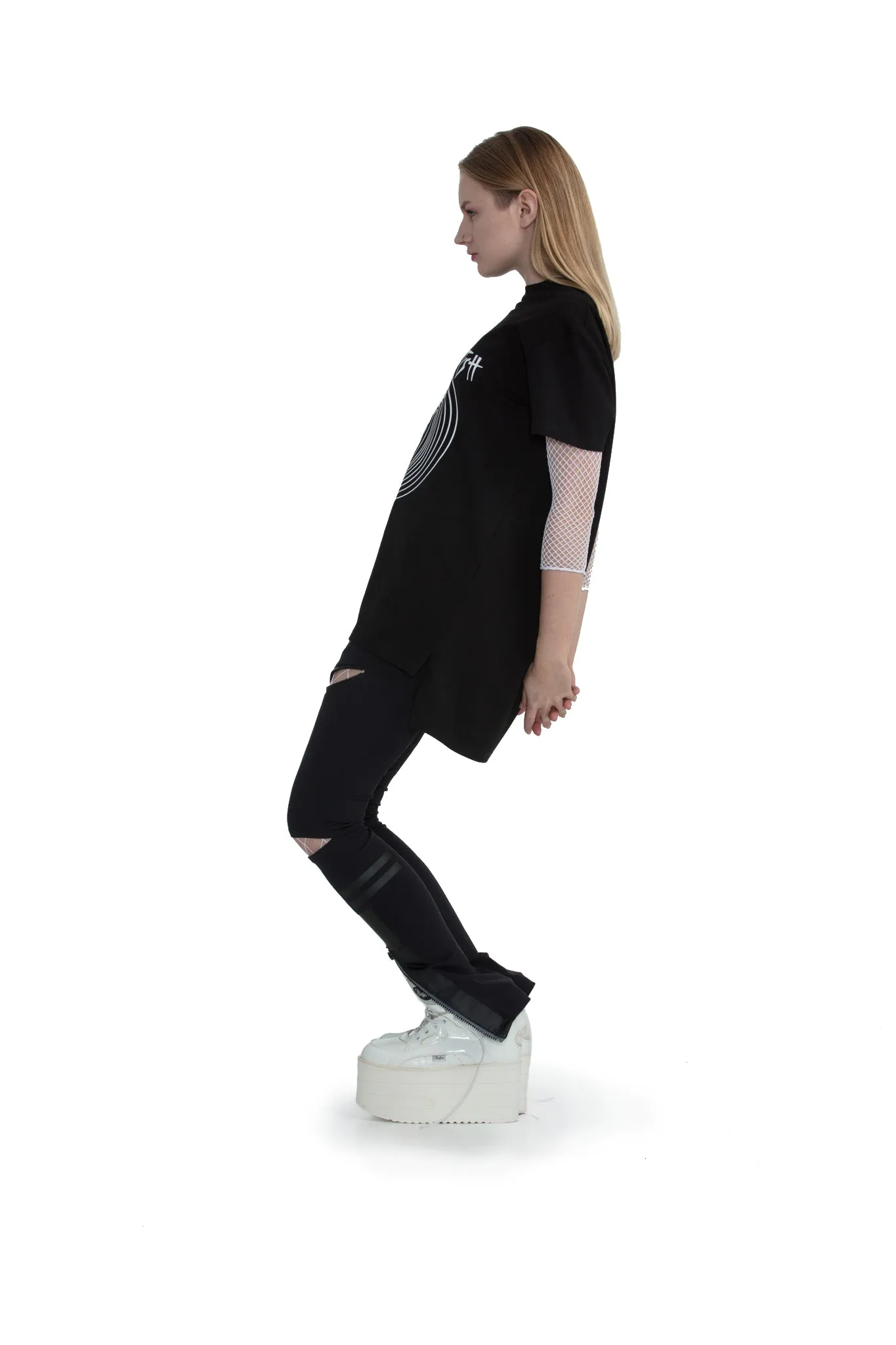 Vinyl Fetish - regular fit T-shirt with side cuts