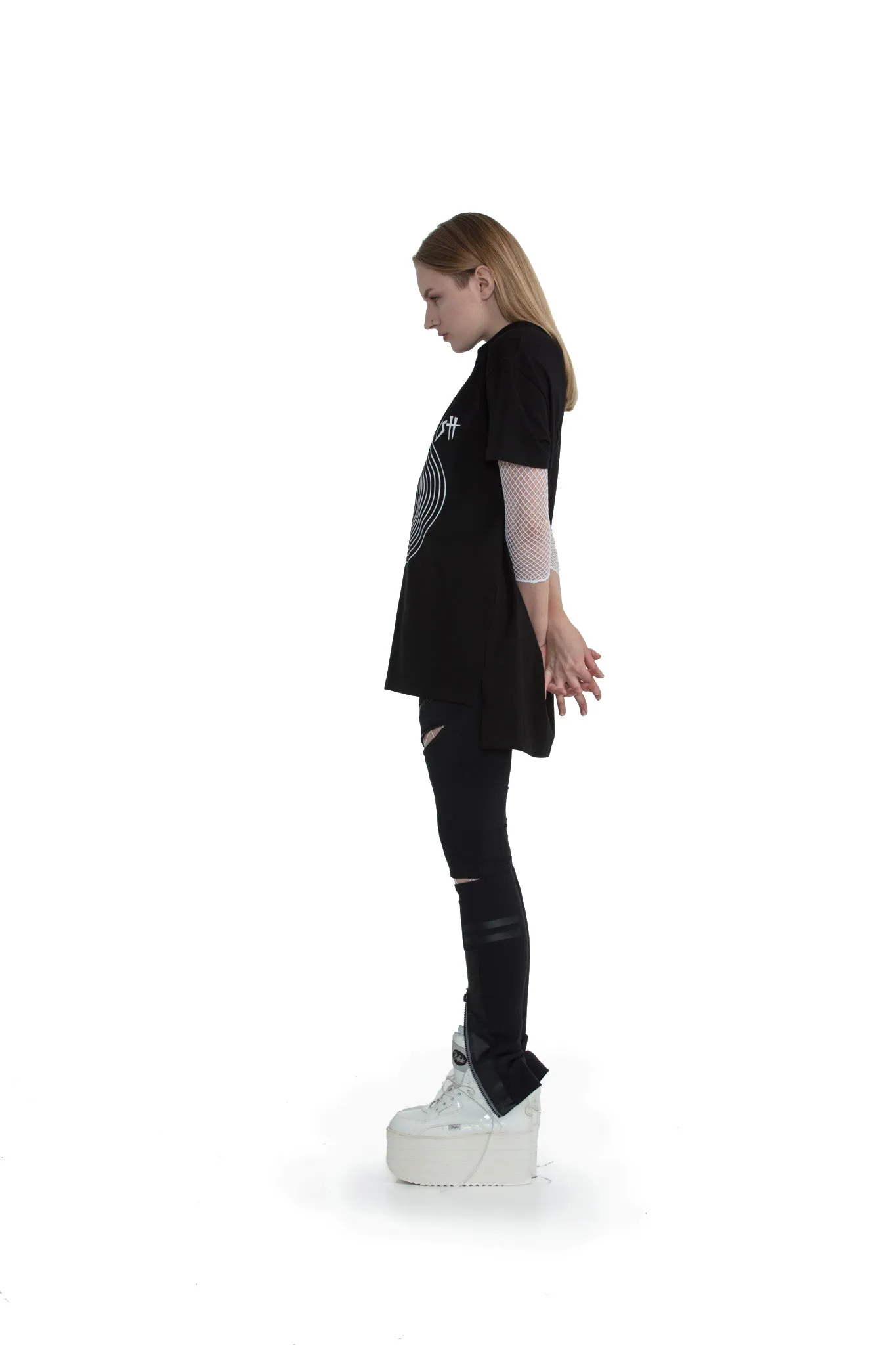 Vinyl Fetish - regular fit T-shirt with side cuts