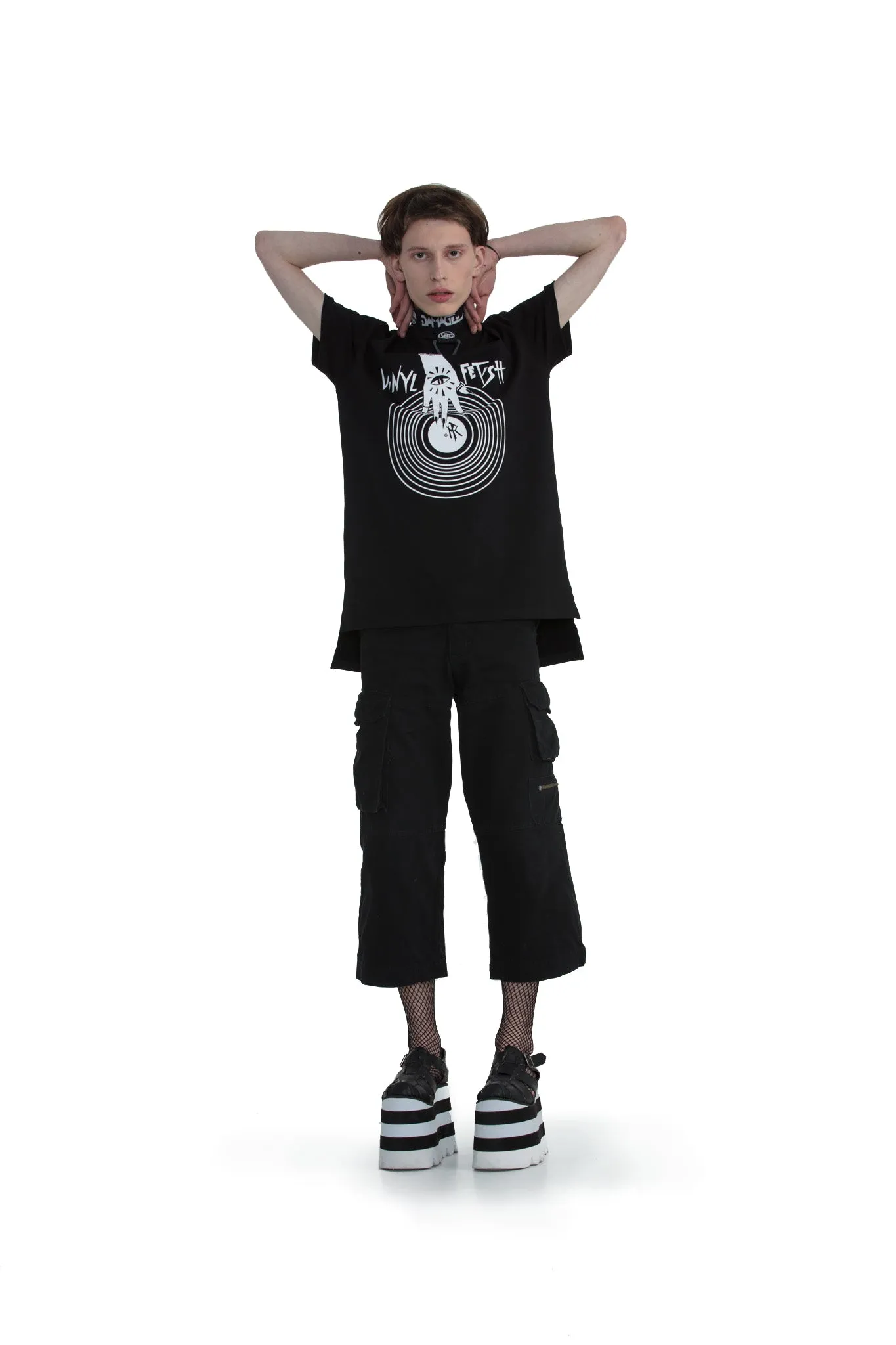 Vinyl Fetish - regular fit T-shirt with side cuts