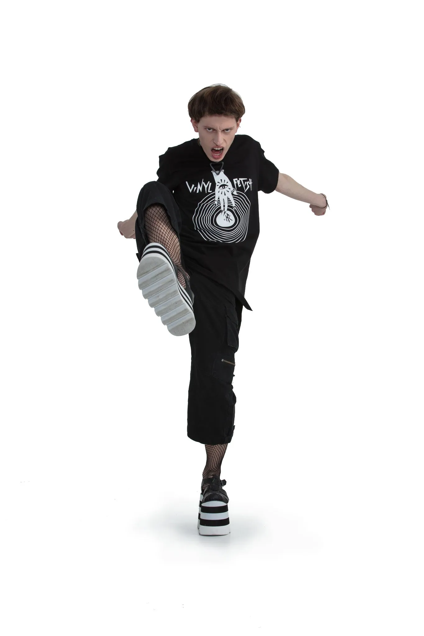 Vinyl Fetish - regular fit T-shirt with side cuts